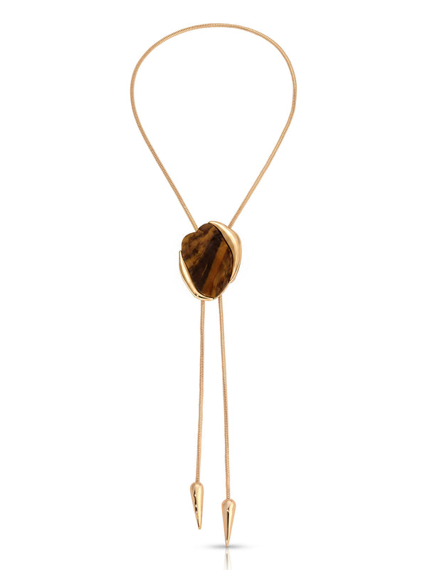 Tiger's Eye Statement Bolo Necklace