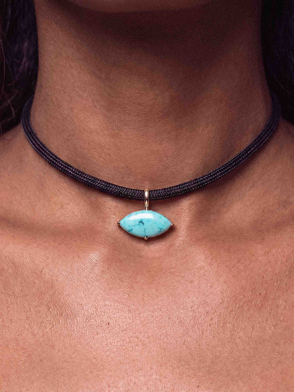 Desert Bloom Marquise Cord Necklace in Turquoise Second