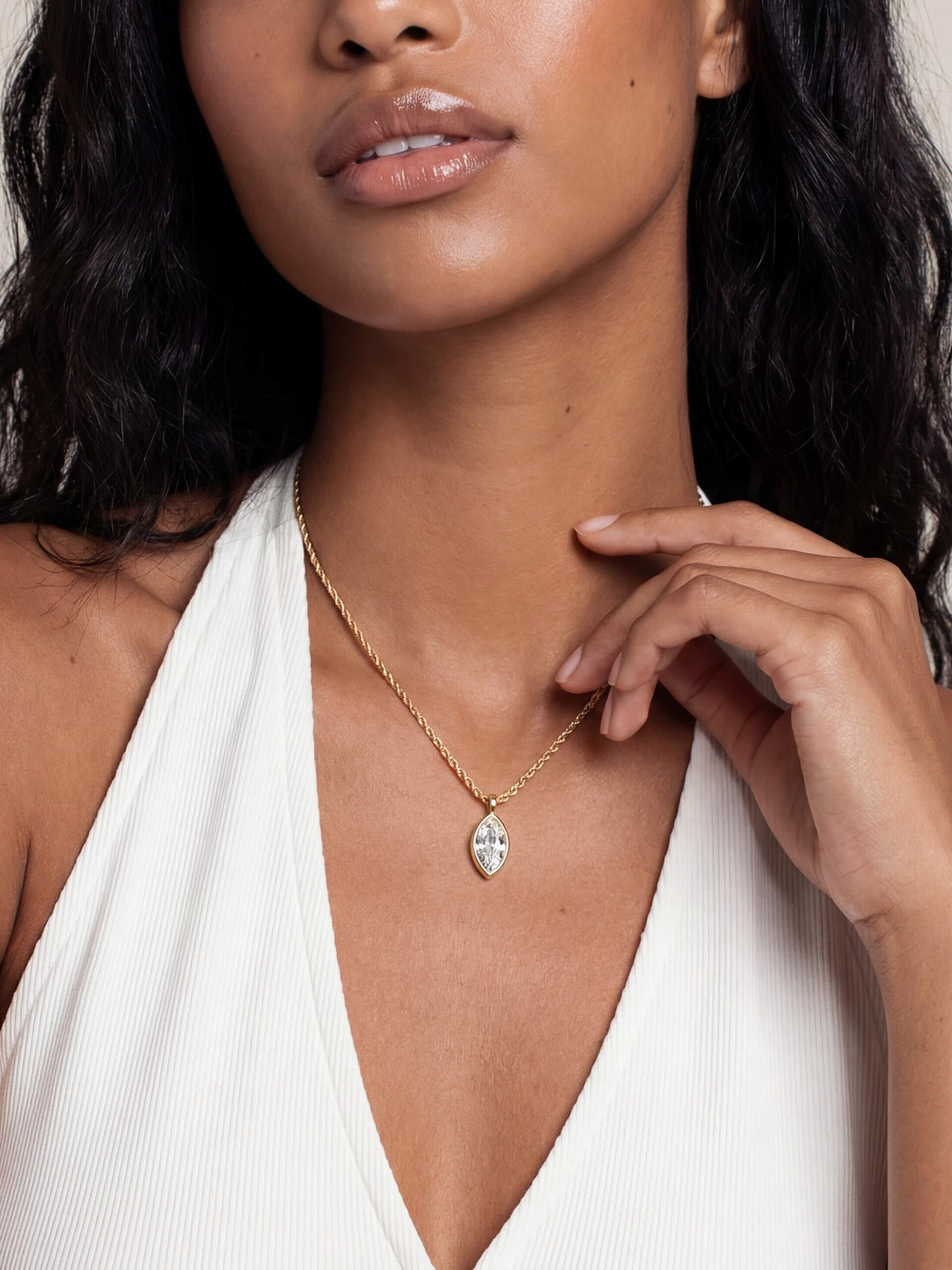 Marquise Crystal Pendant Necklace