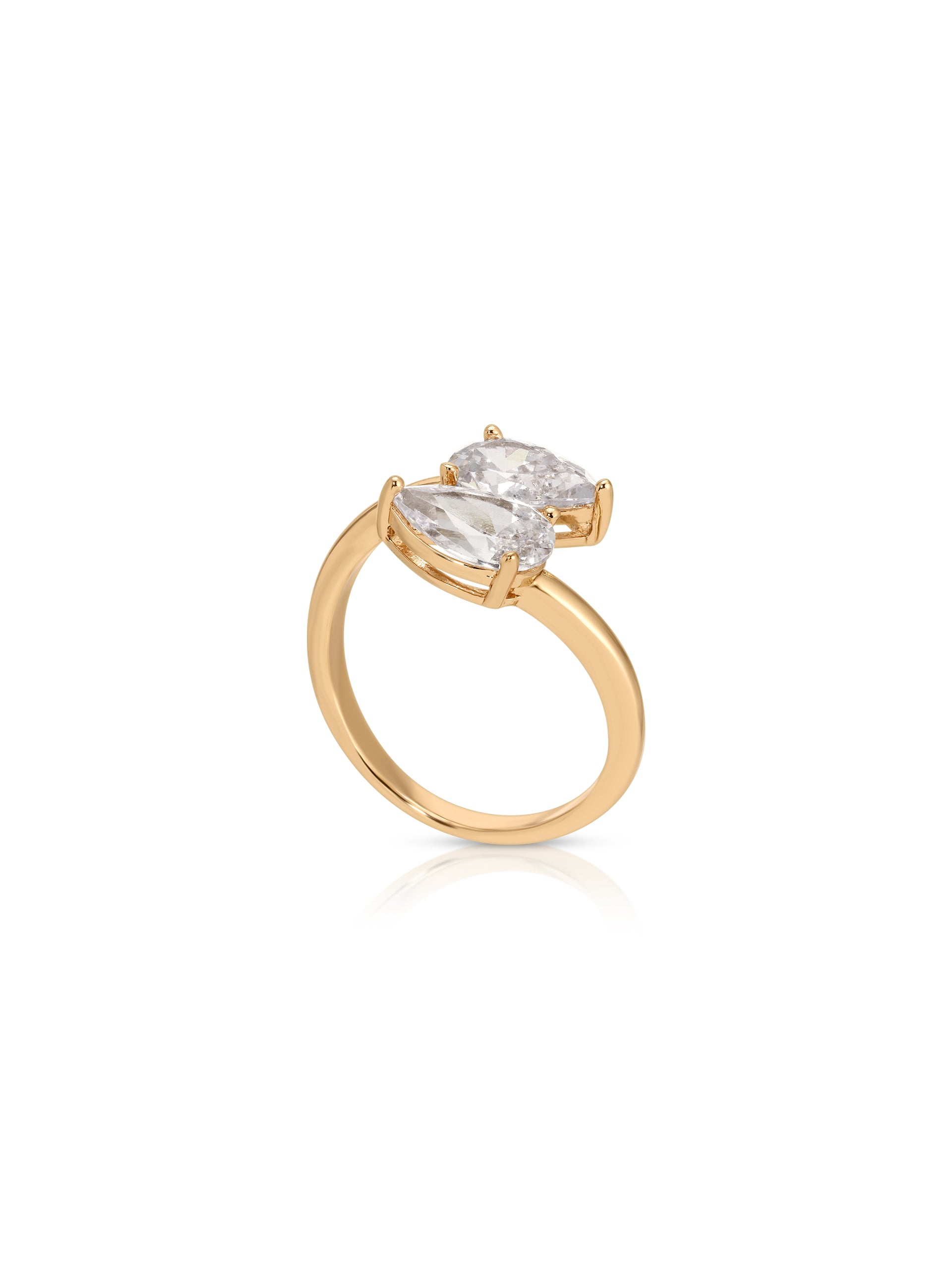 Crystal Teardrop Wrap Ring Clear Crystal with 18k Gold Plating 2