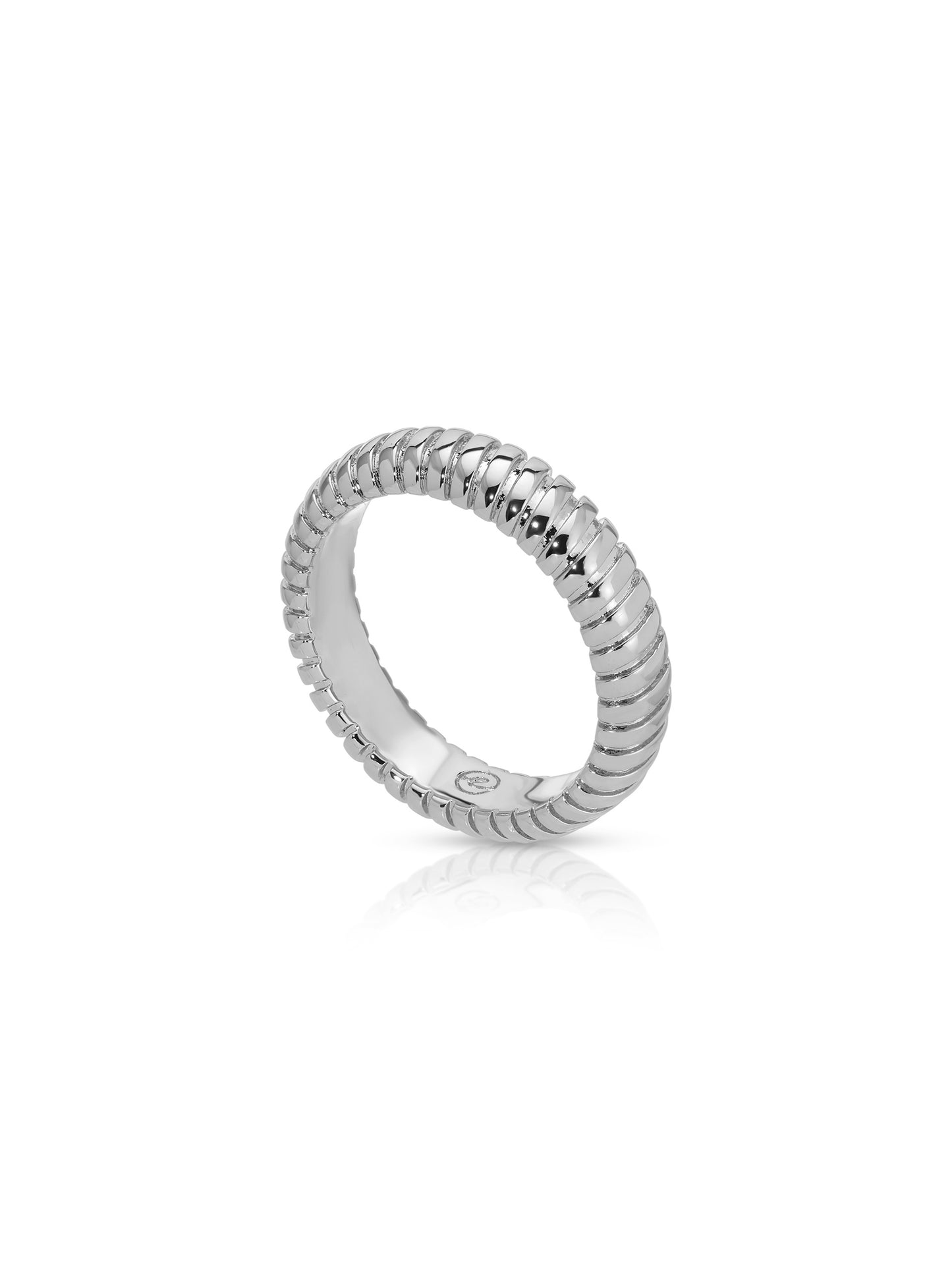 Ribbed Flex Ring Rhodium Plated