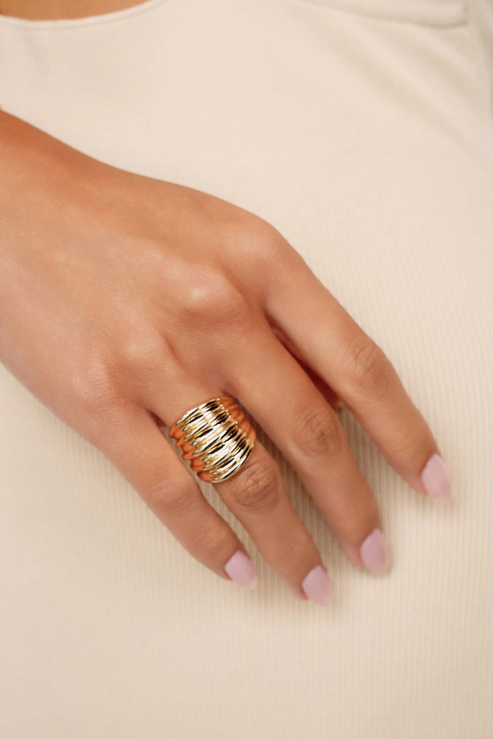 Stacked Band Ring 18k Gold Plated model 2