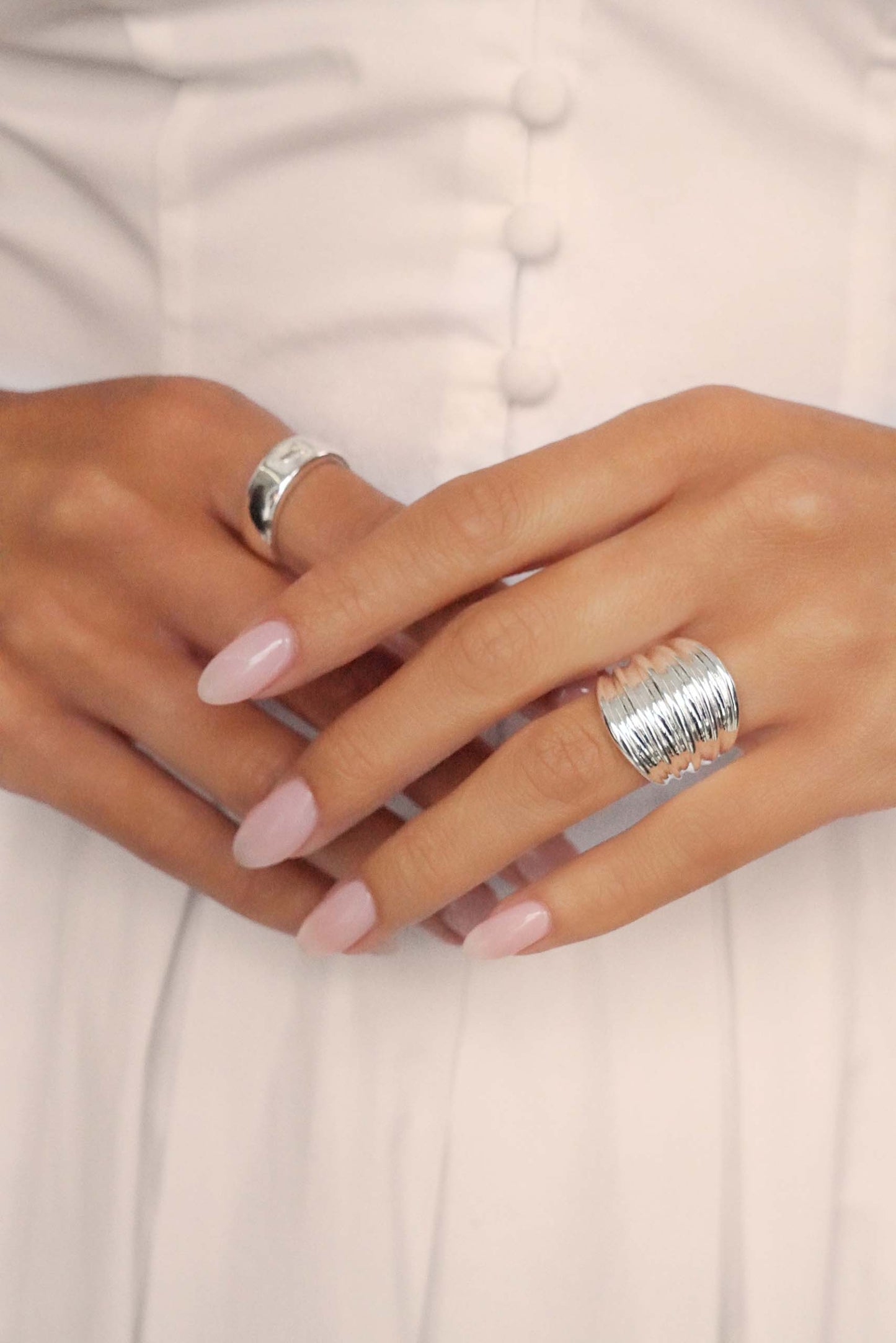 Stacked Band Ring Silver Plated model 2