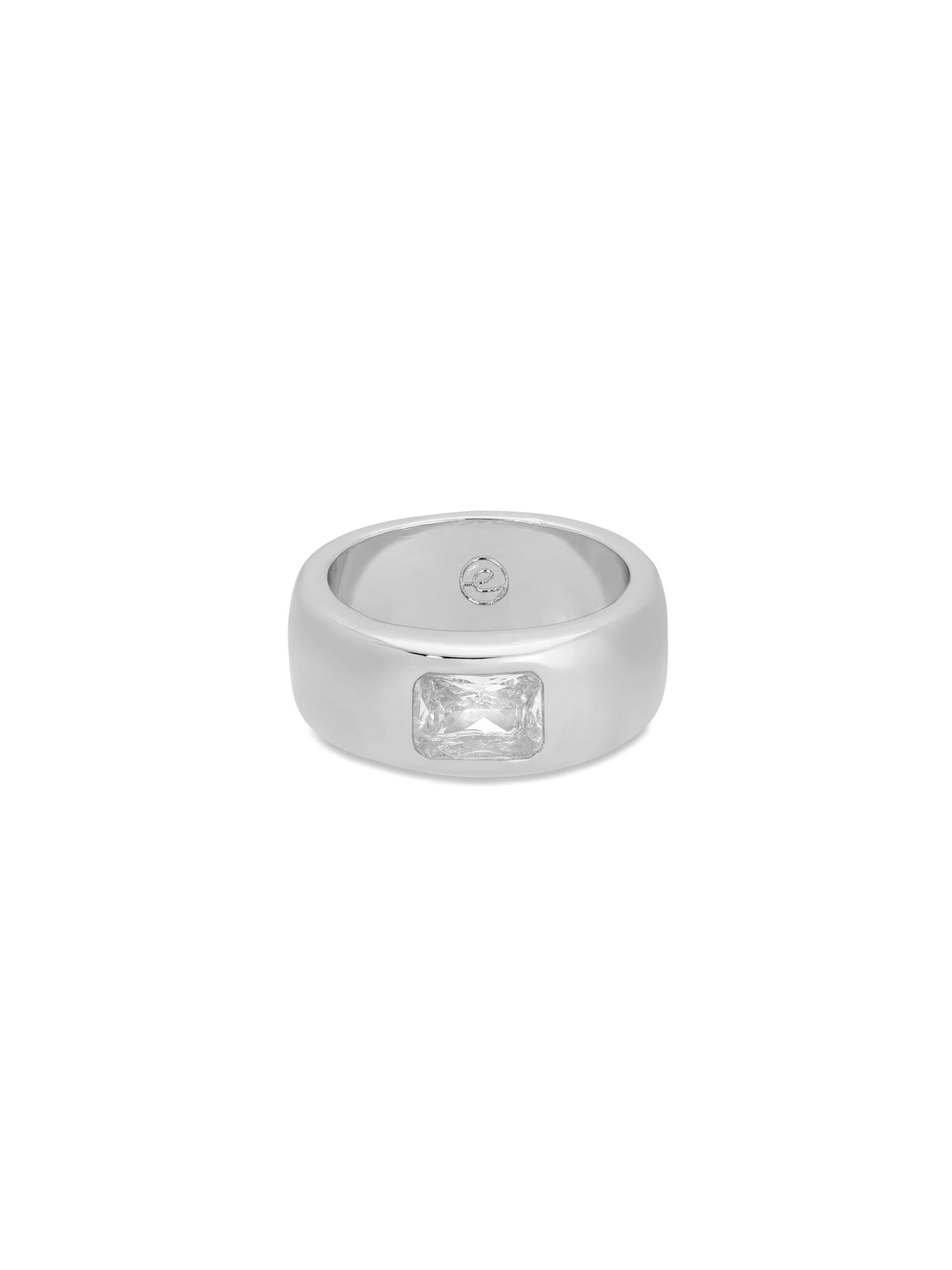 Emerald Cut Treasure Ring Clear Crystal with Silver Plating 2