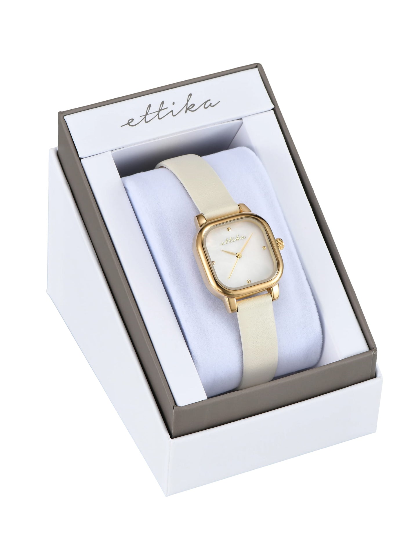 Classic Square Bone Leather Watch with 24K Gold Plating 7