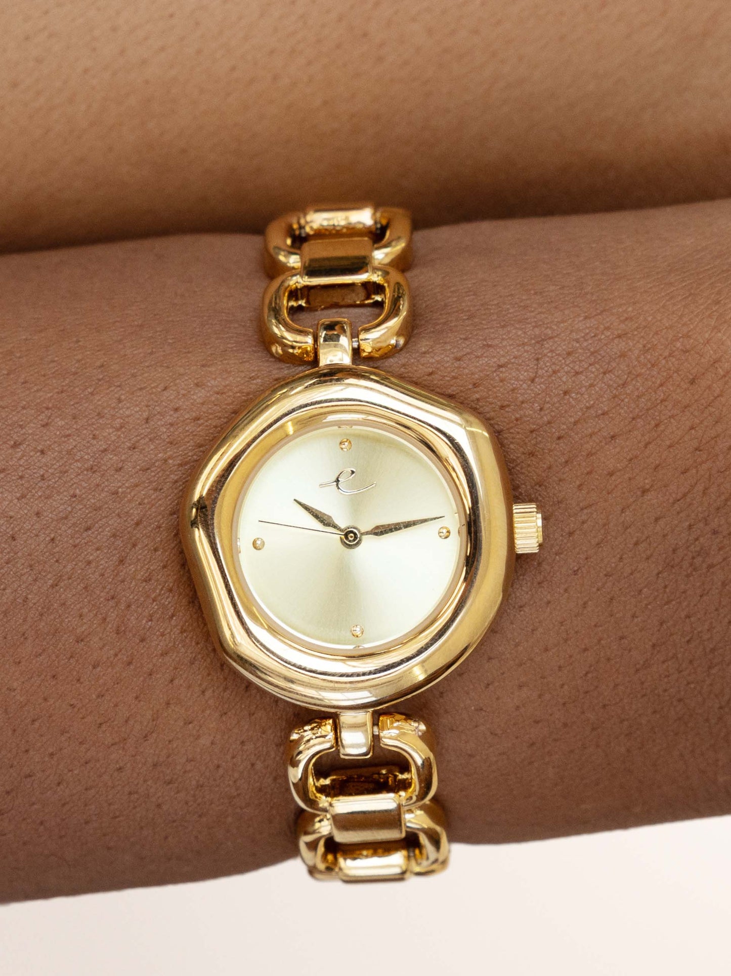 Open Circle Bracelet Watch in Gold