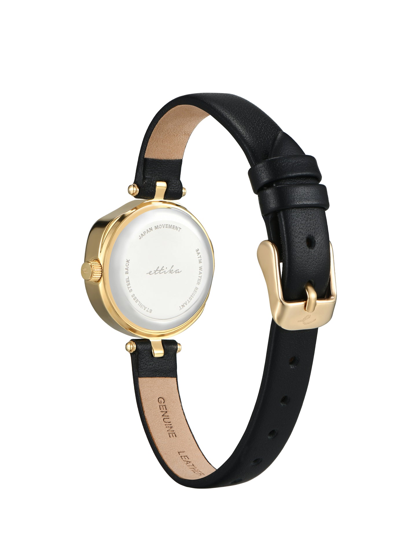 Open Circle Leather Watch in Black