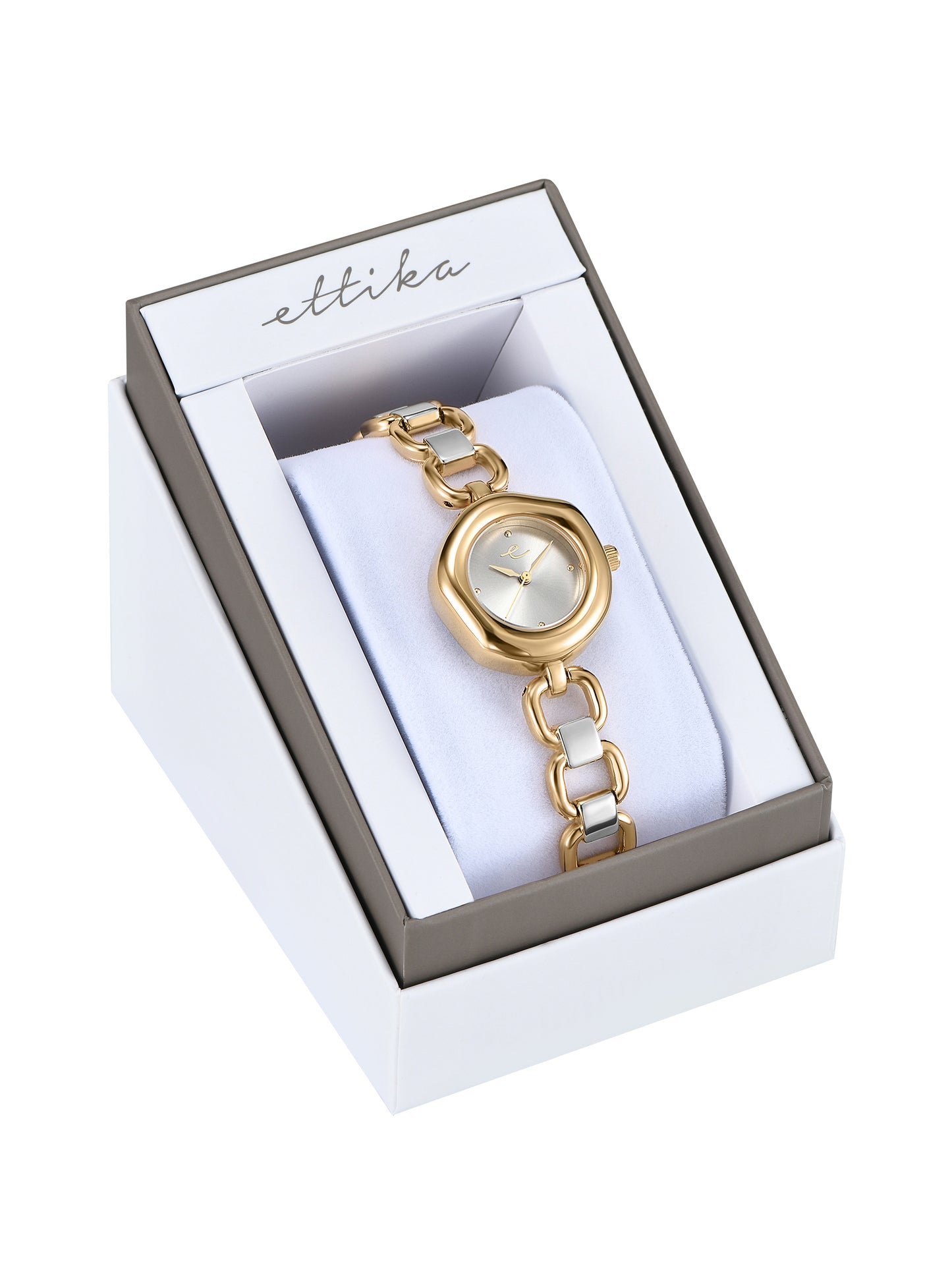 Open Circle Bracelet Watch in Mixed Metal