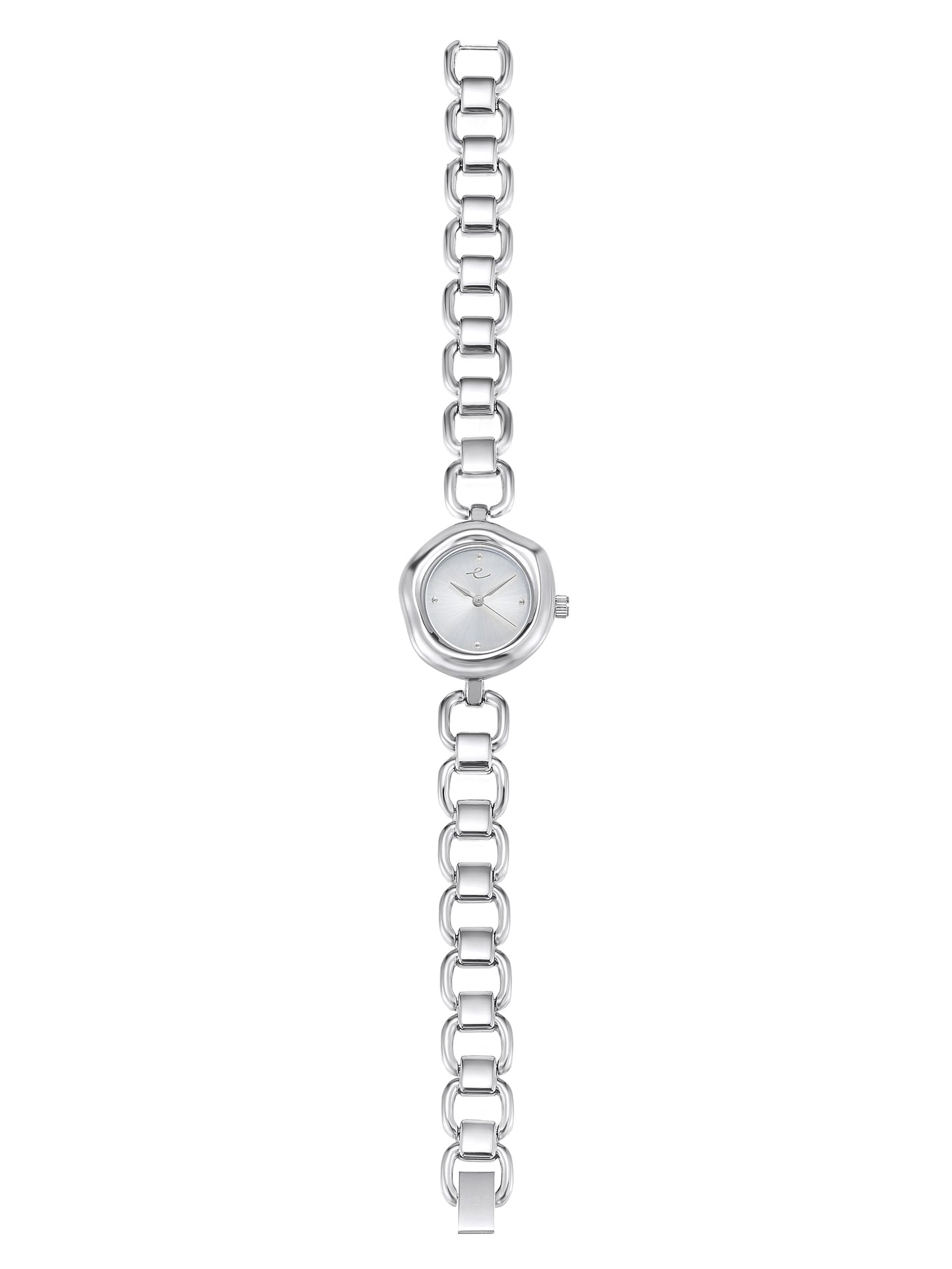 Open Circle Bracelet Watch in Silver