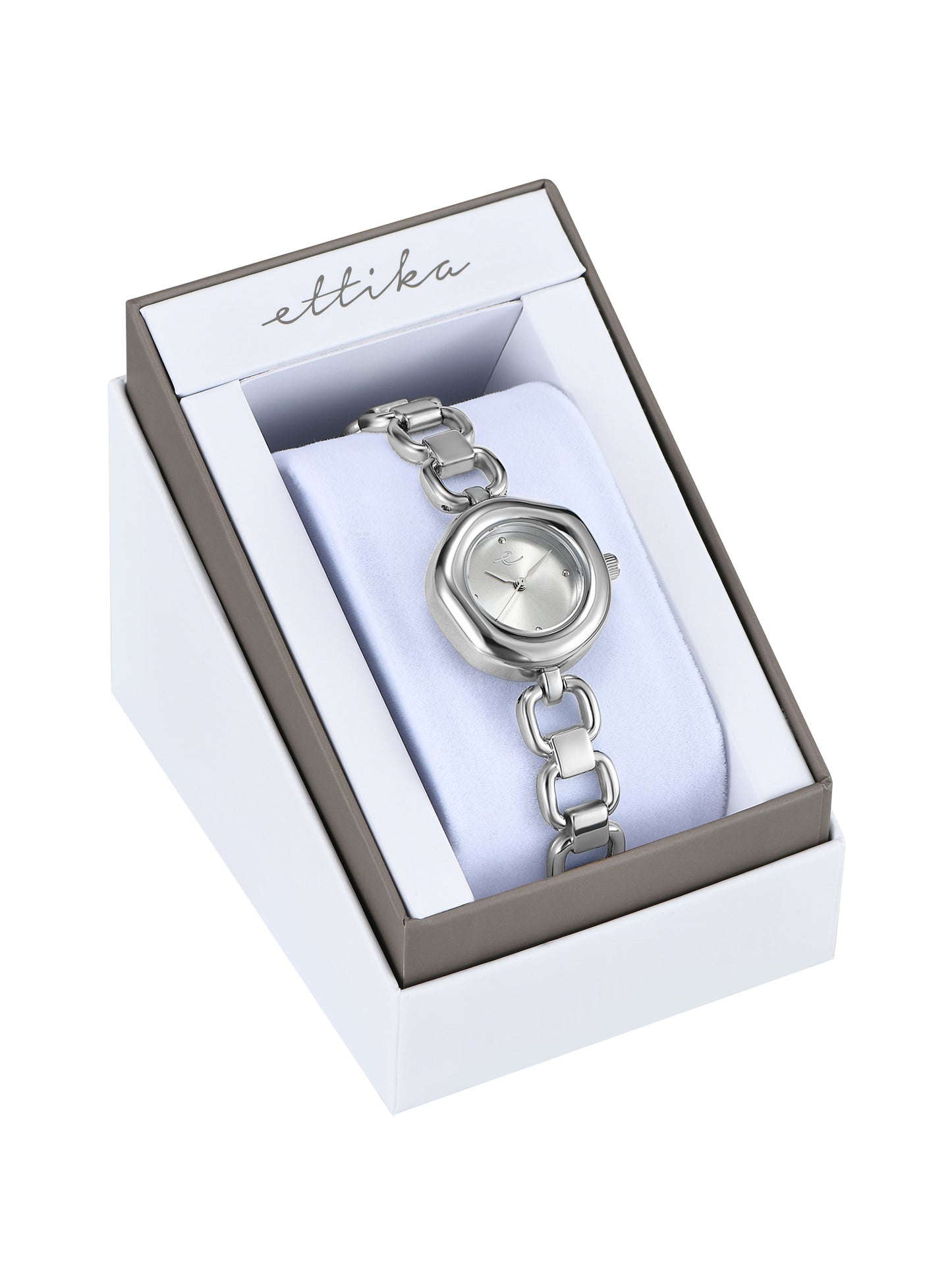Open Circle Bracelet Watch in Silver