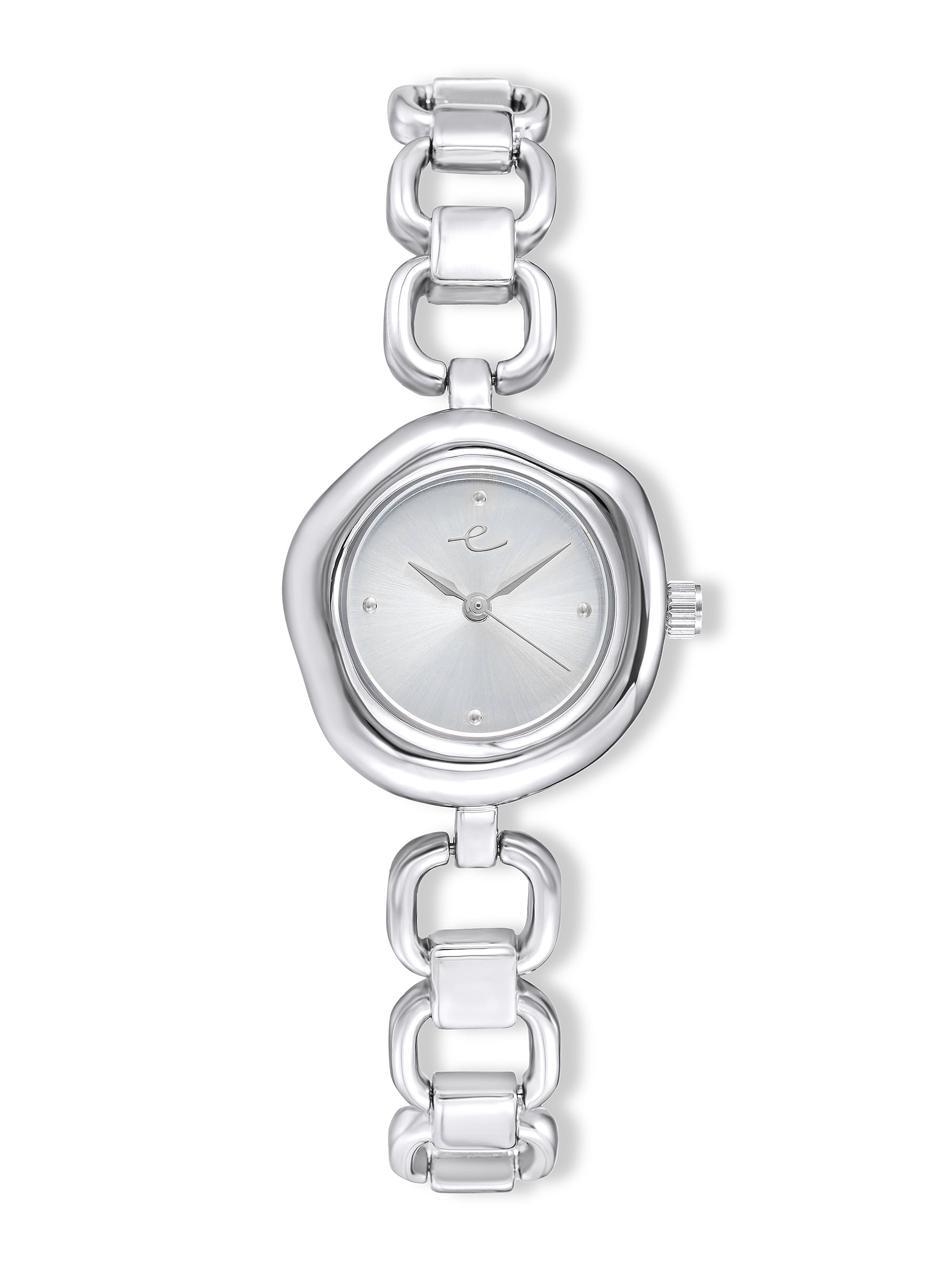 Open Circle Bracelet Watch in Silver