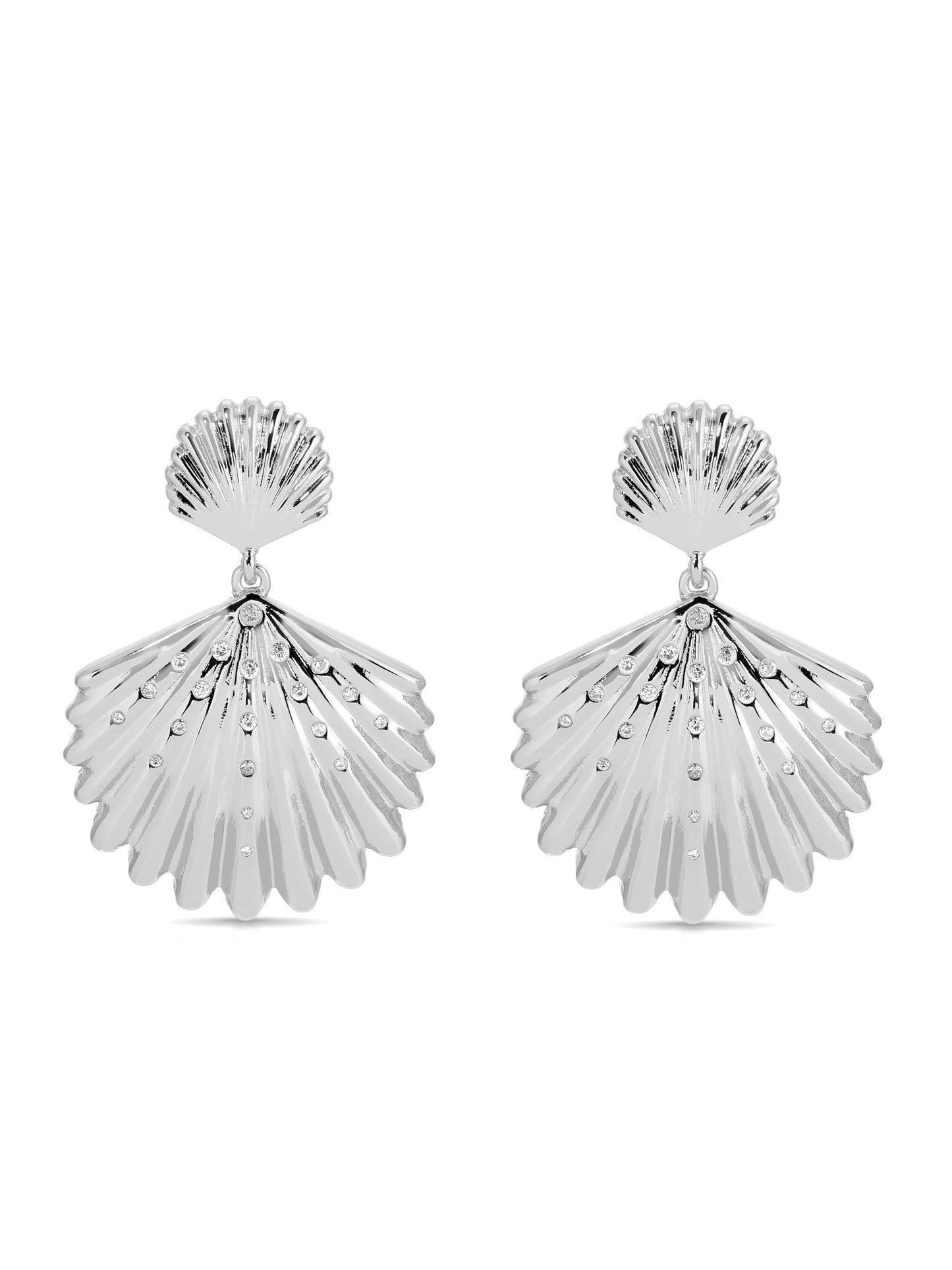 Sun-drenched Shell Earrings in rhodium