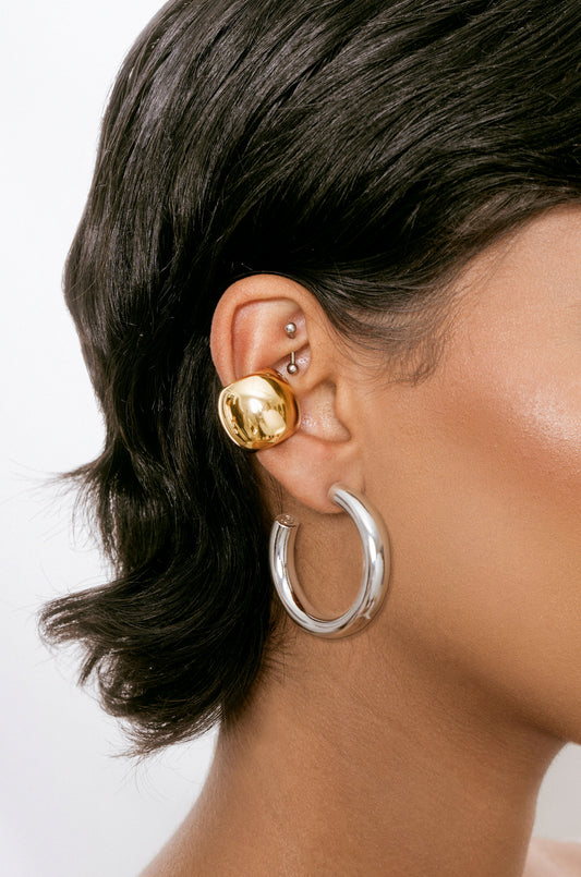 Thick Medium Hoops (1.5") and Chunky Cuff Set