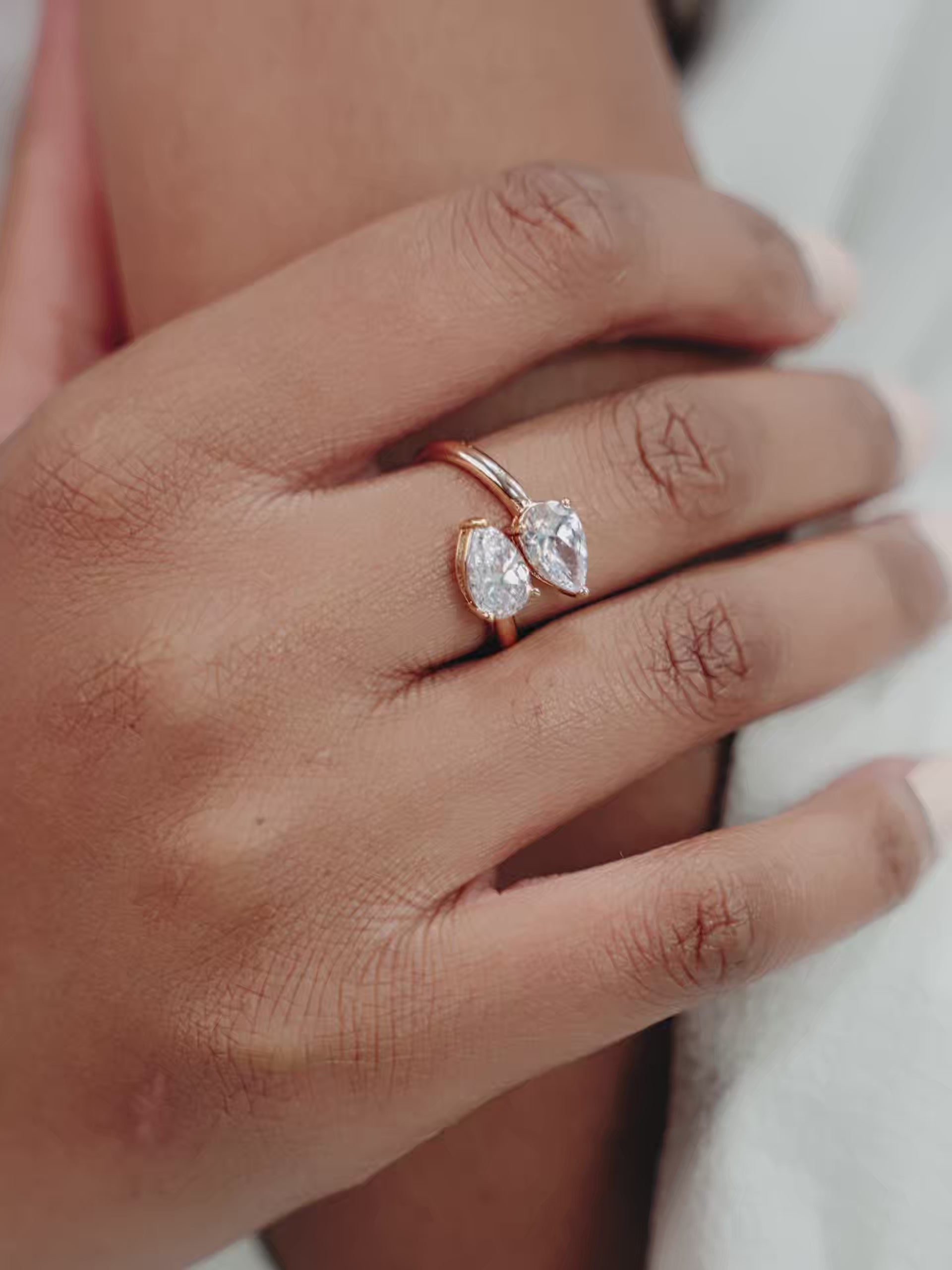 Crystal Teardrop Wrap Ring Clear Crystal with 18k Gold Plating video