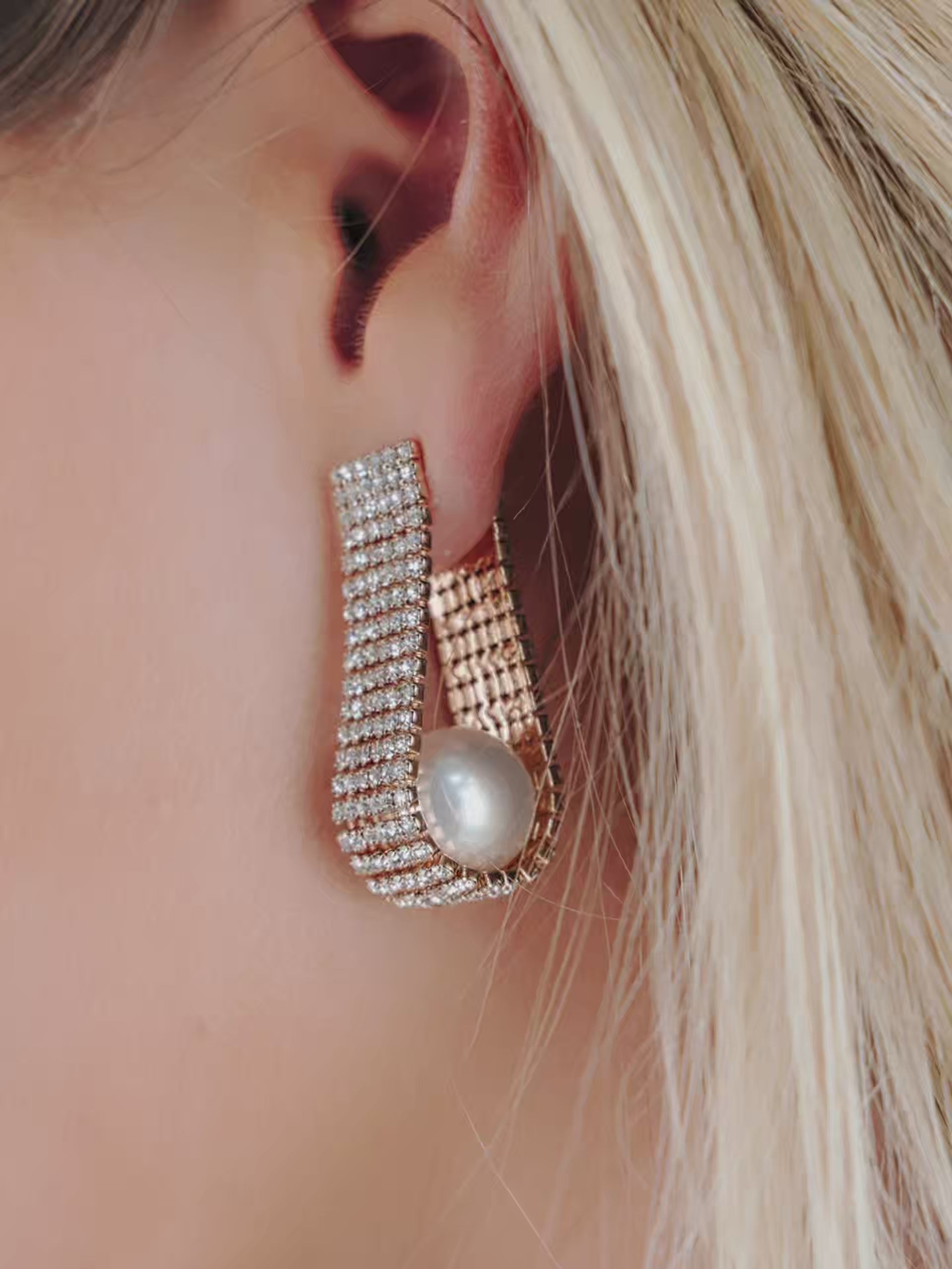 Swaddled Pearl Crystal Teardrop Earrings video