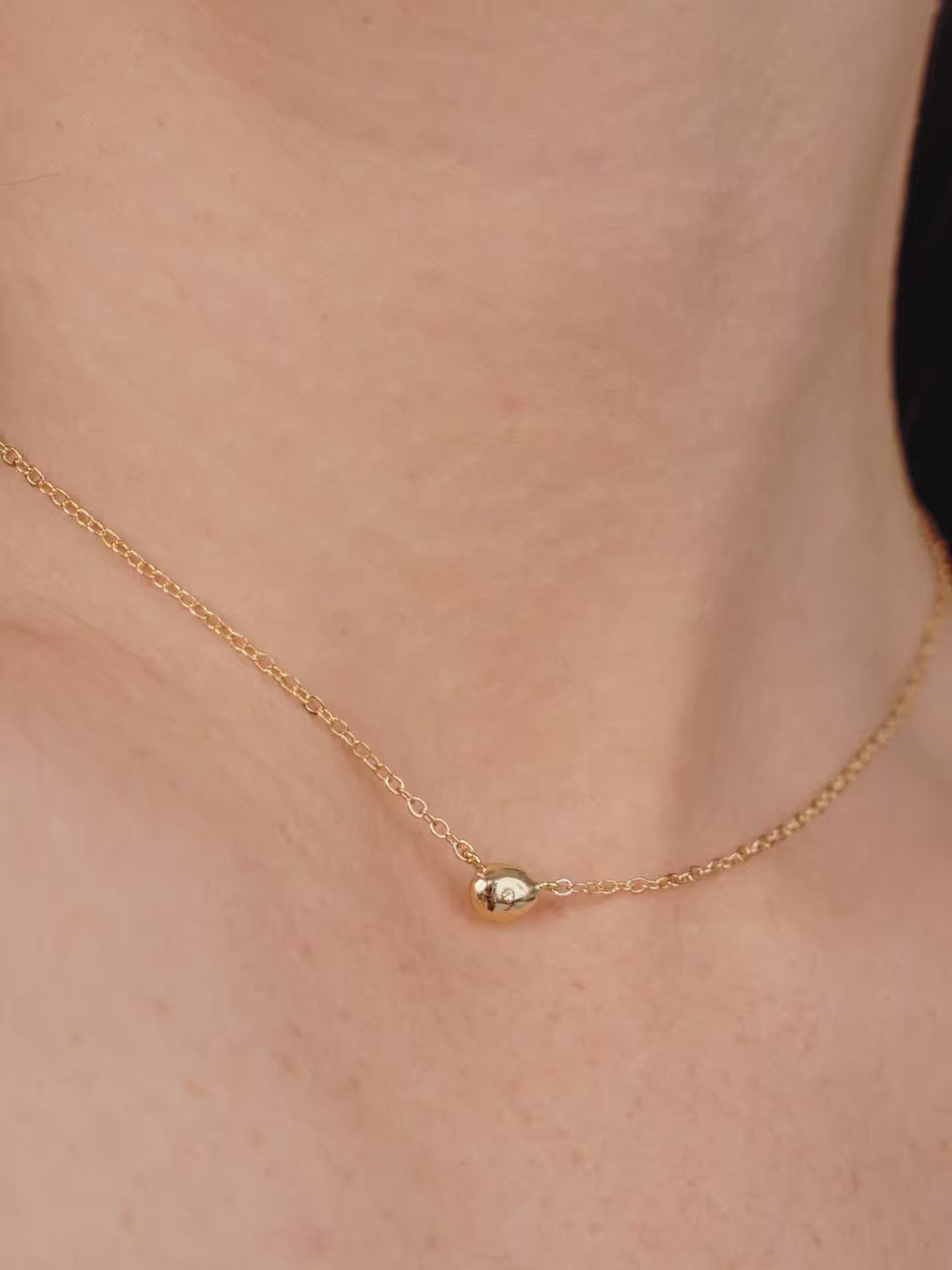 Polished Dainty Pebble Necklace 18k Gold Plated video