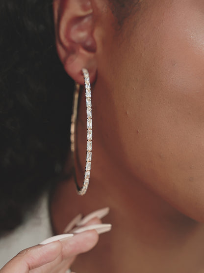 Crystal All Around 18k Gold Plated Hoop Earrings video