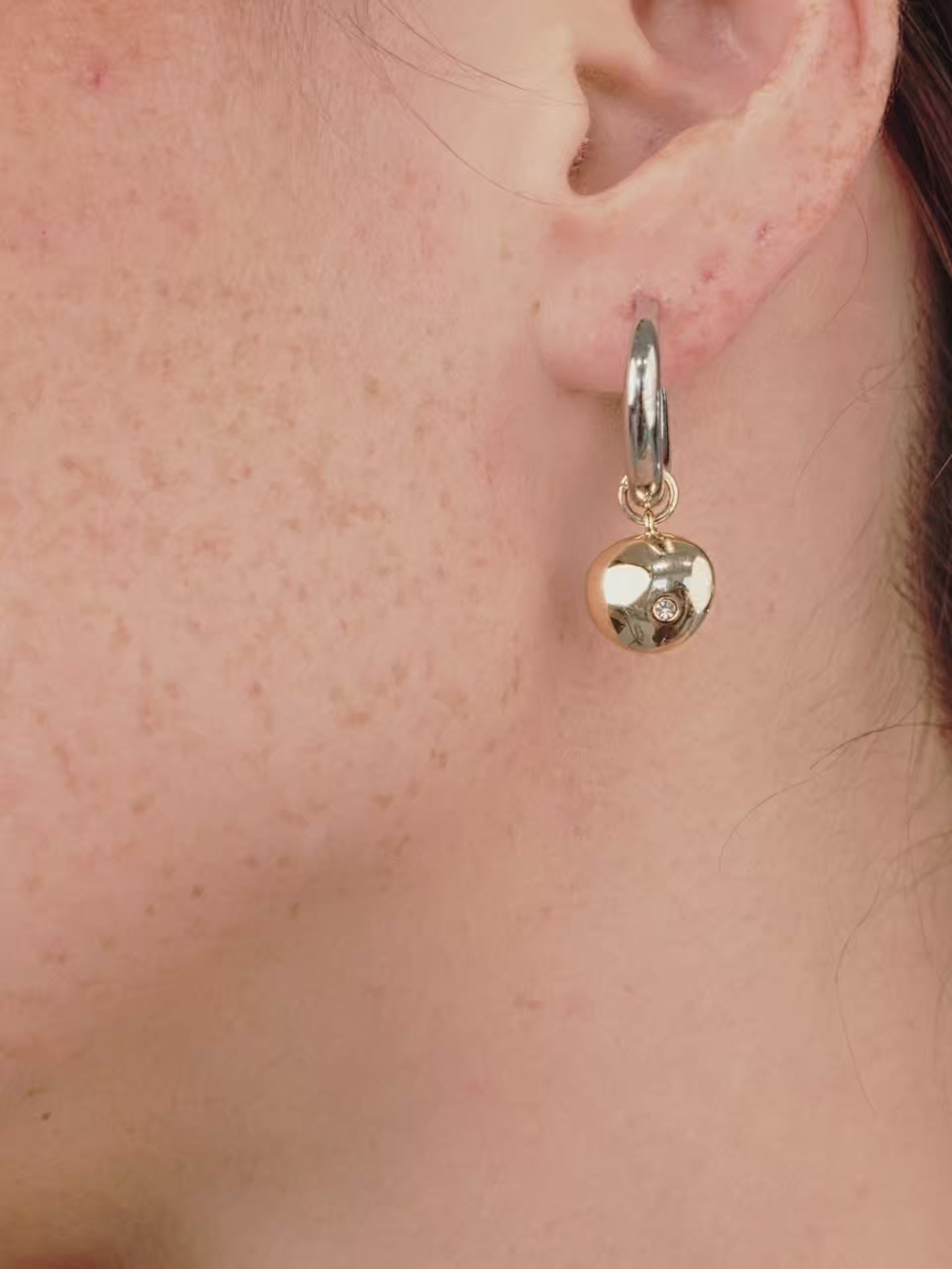 Polished Pebble Huggie Hoop Earrings 18k Gold Plated video