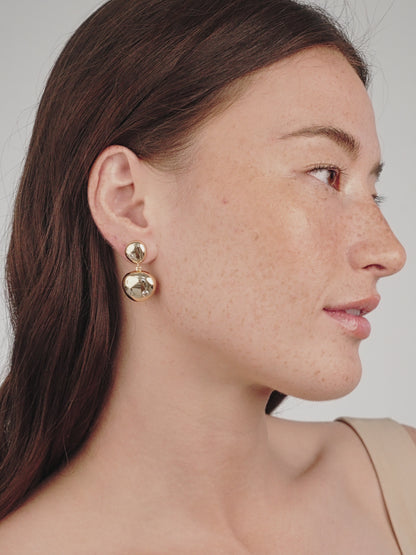 Polished Double Pebble Drop Earrings