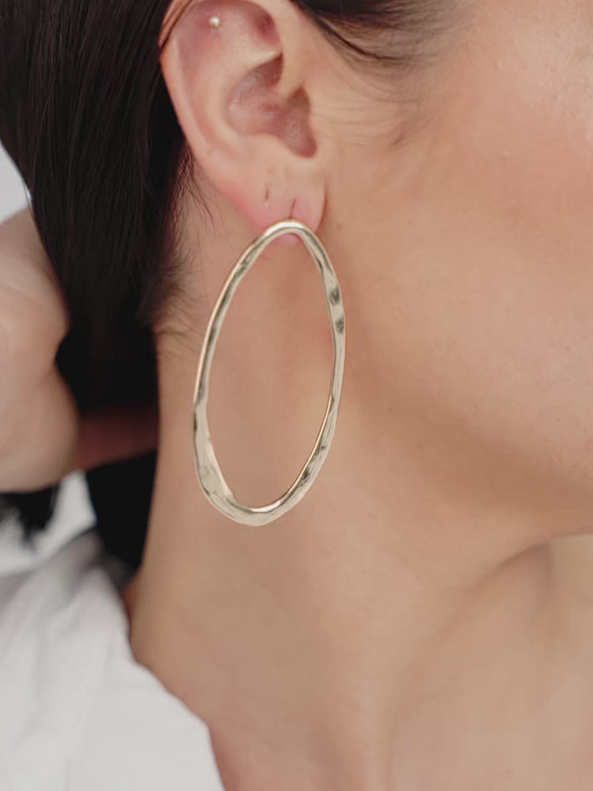 Hammered Large Oval Earrings video