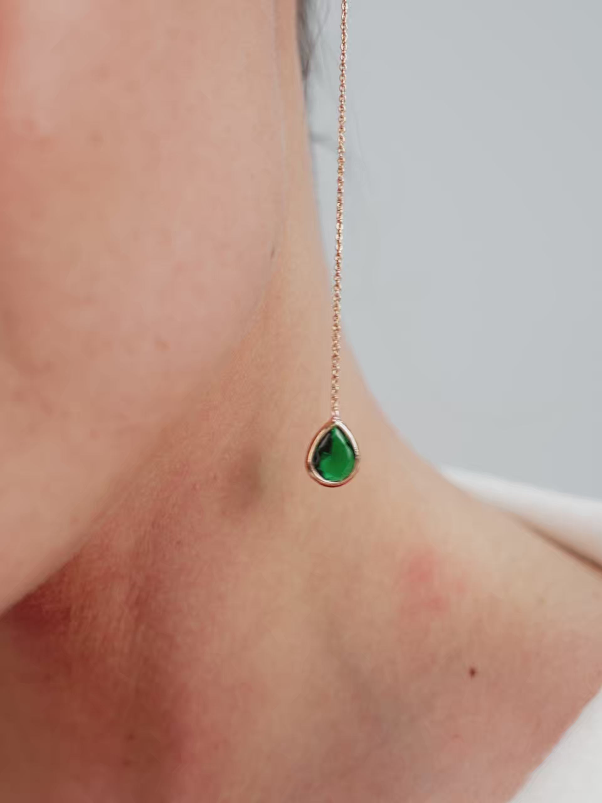 Barely There Chain and Crystal Dangle Earrings Emerald Crystal with 18k Gold Plating video