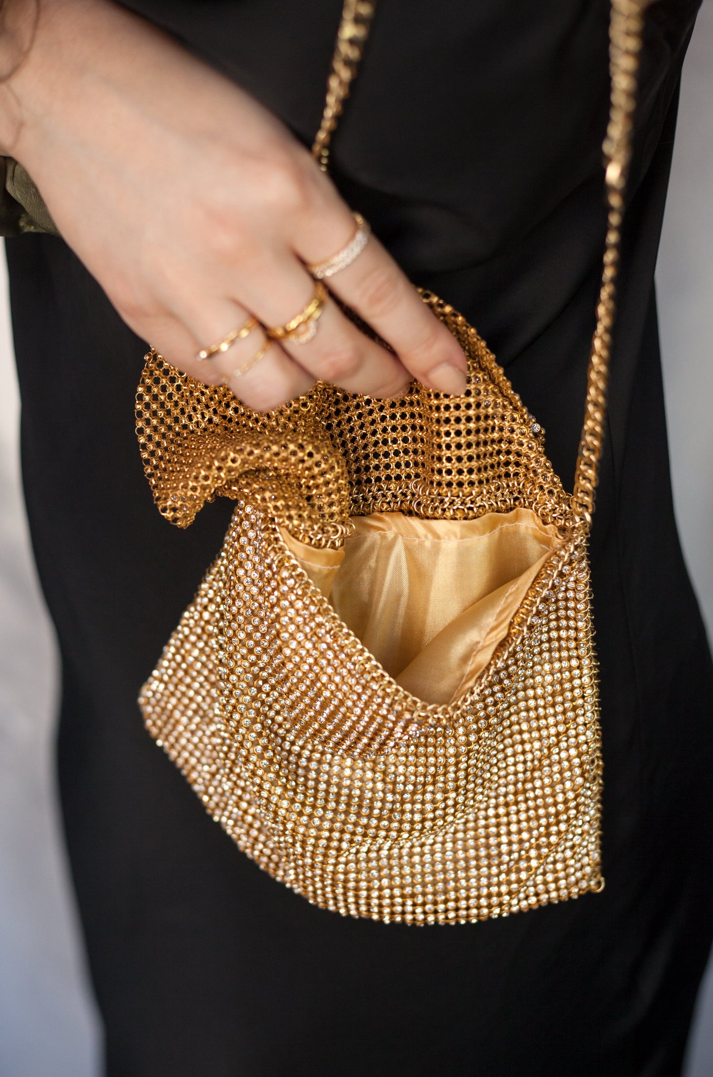 Shimmer Night Out Fanny Pack with Gold Chain Strap