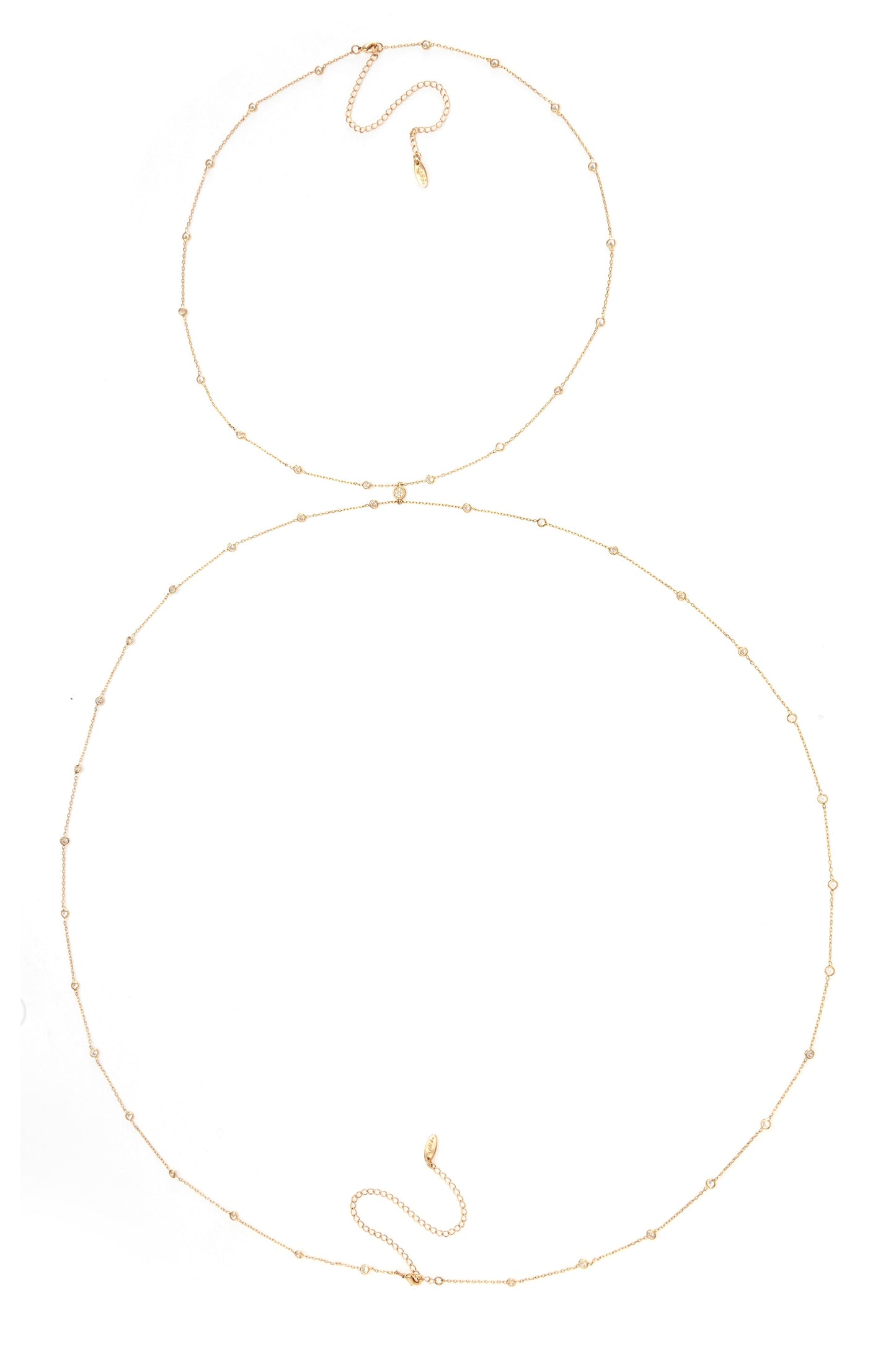 Simple Crystal X Body Chain on white