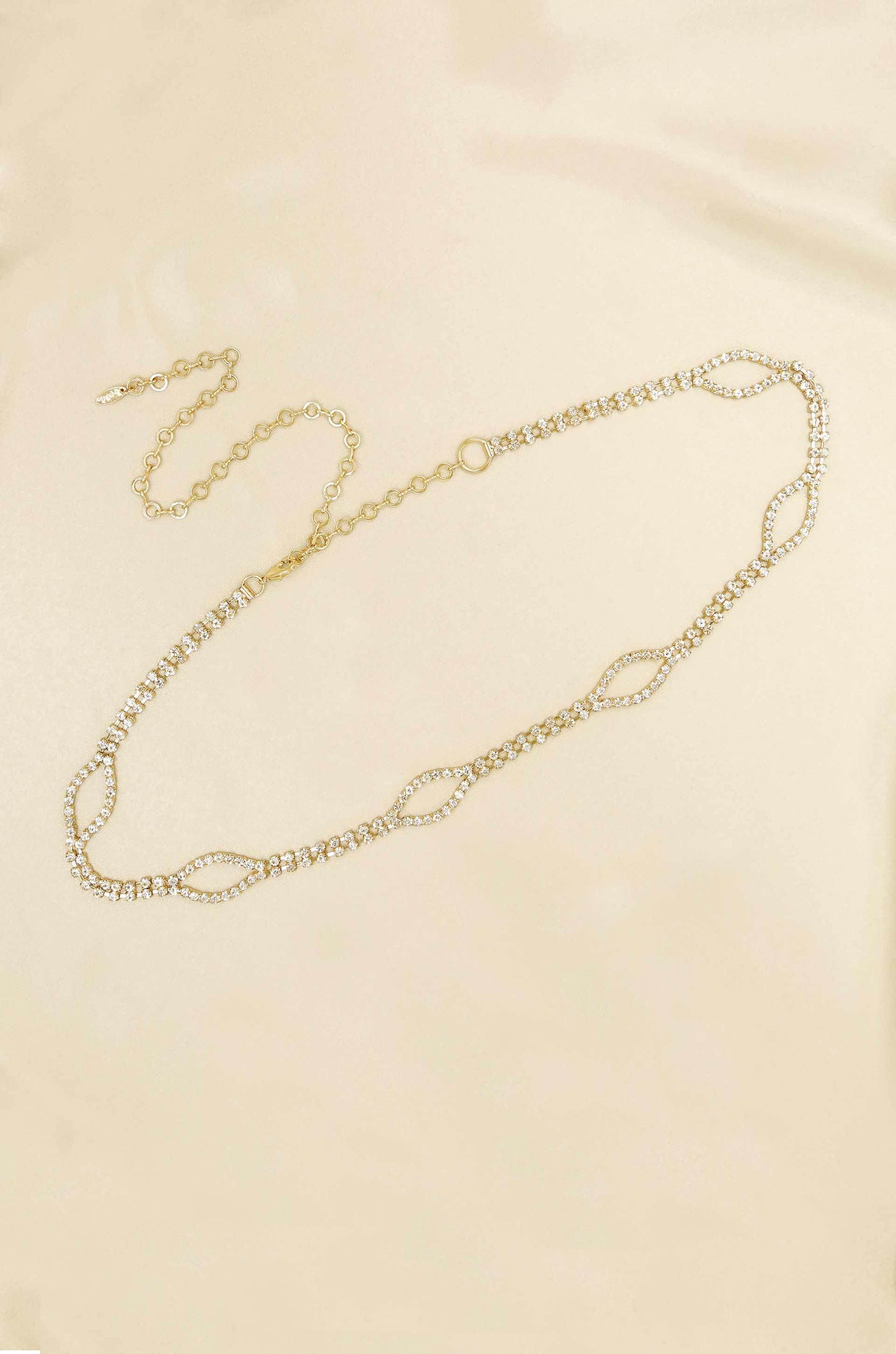 Shine Bright Crystal and Gold Belt on slate background