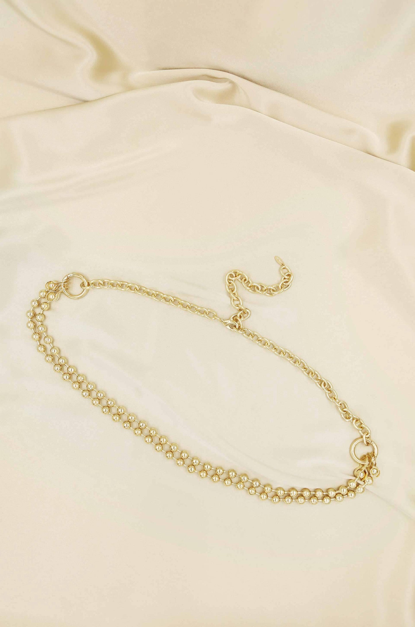 Double Ball Chain Gold Belt on slate background