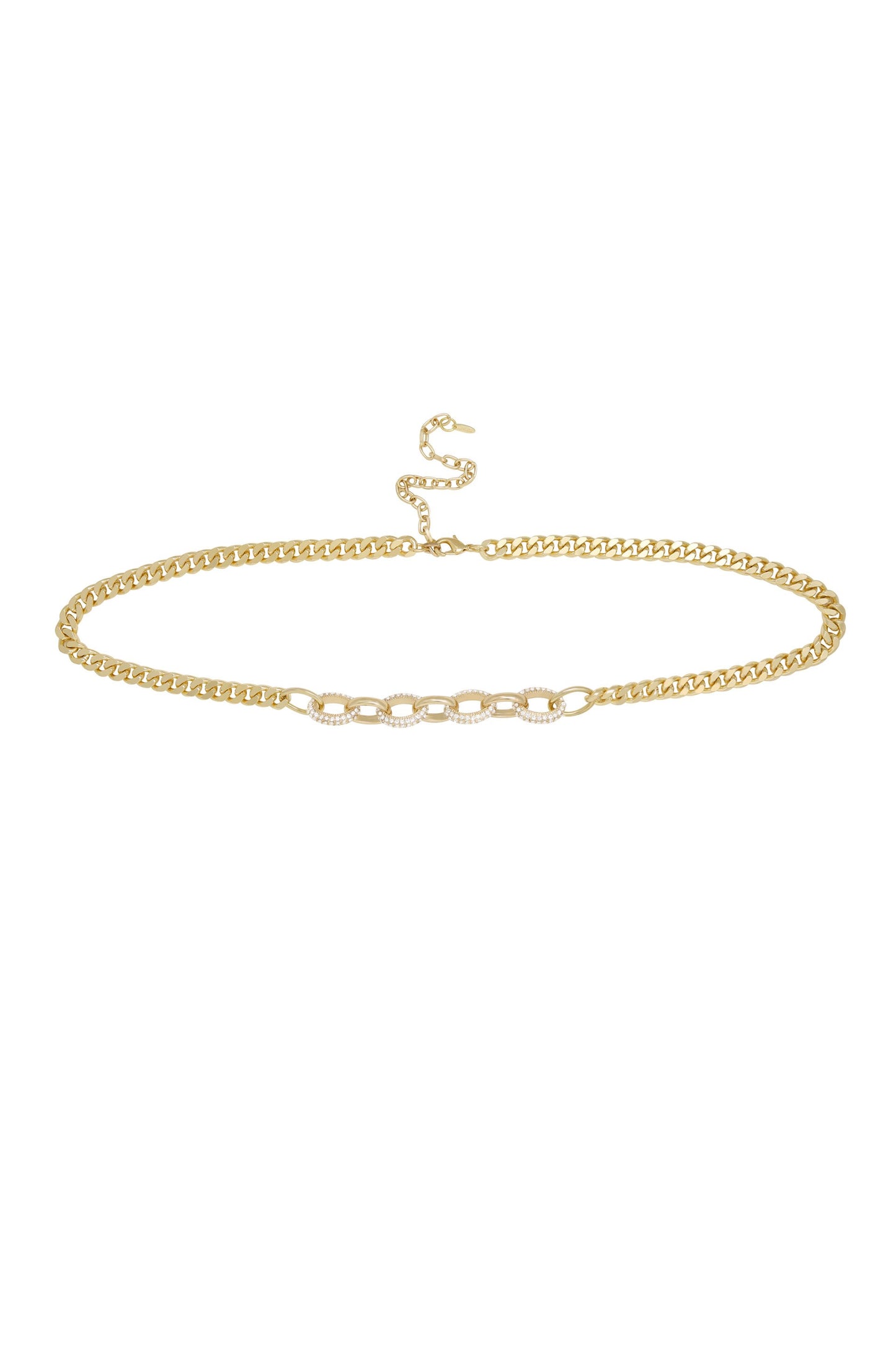 Crystal Interlocking Loops Chain Belt on white background