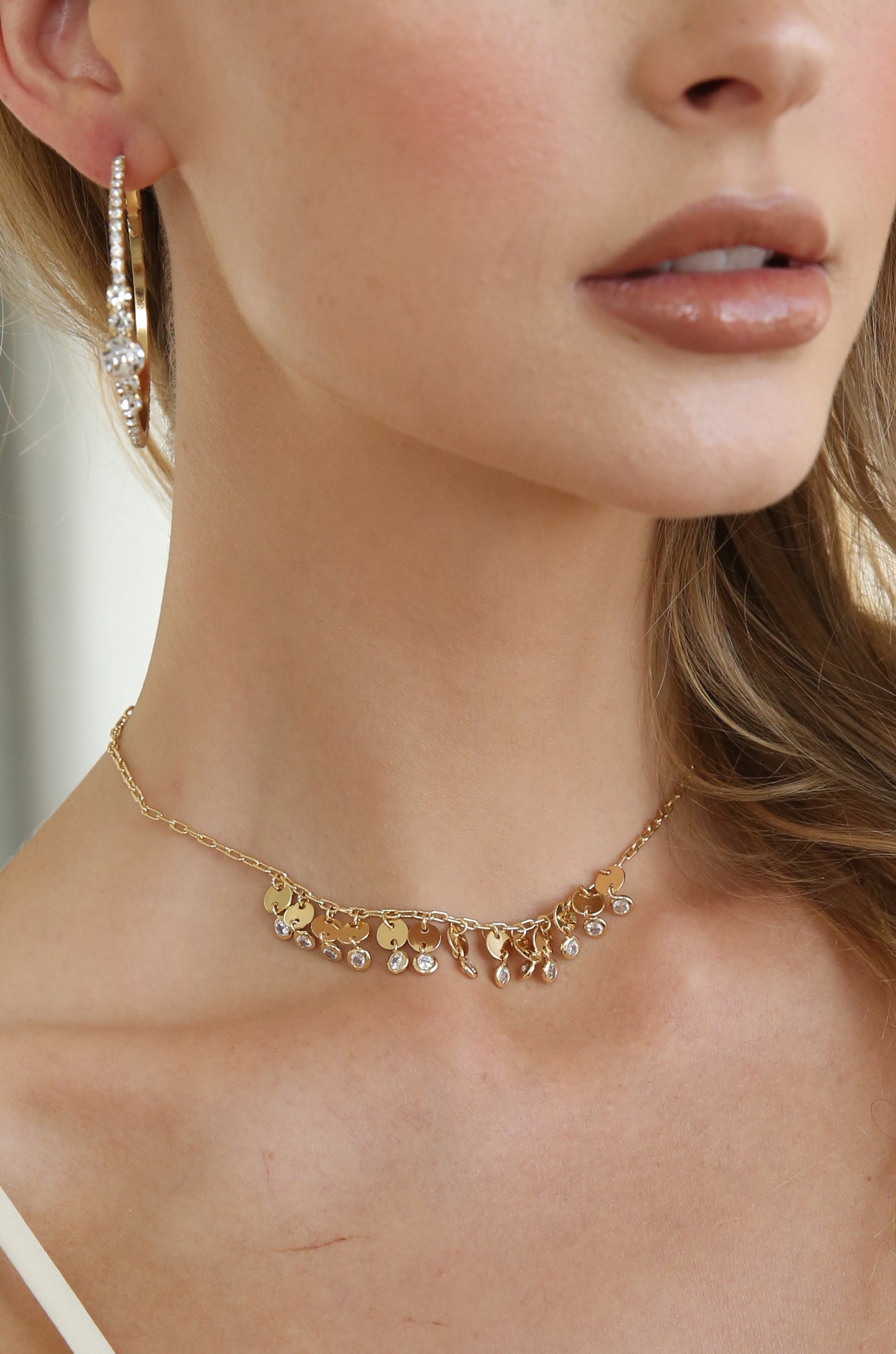 Hollywood Forever Crystal Hoop Earrings 18k Gold Plated model 3