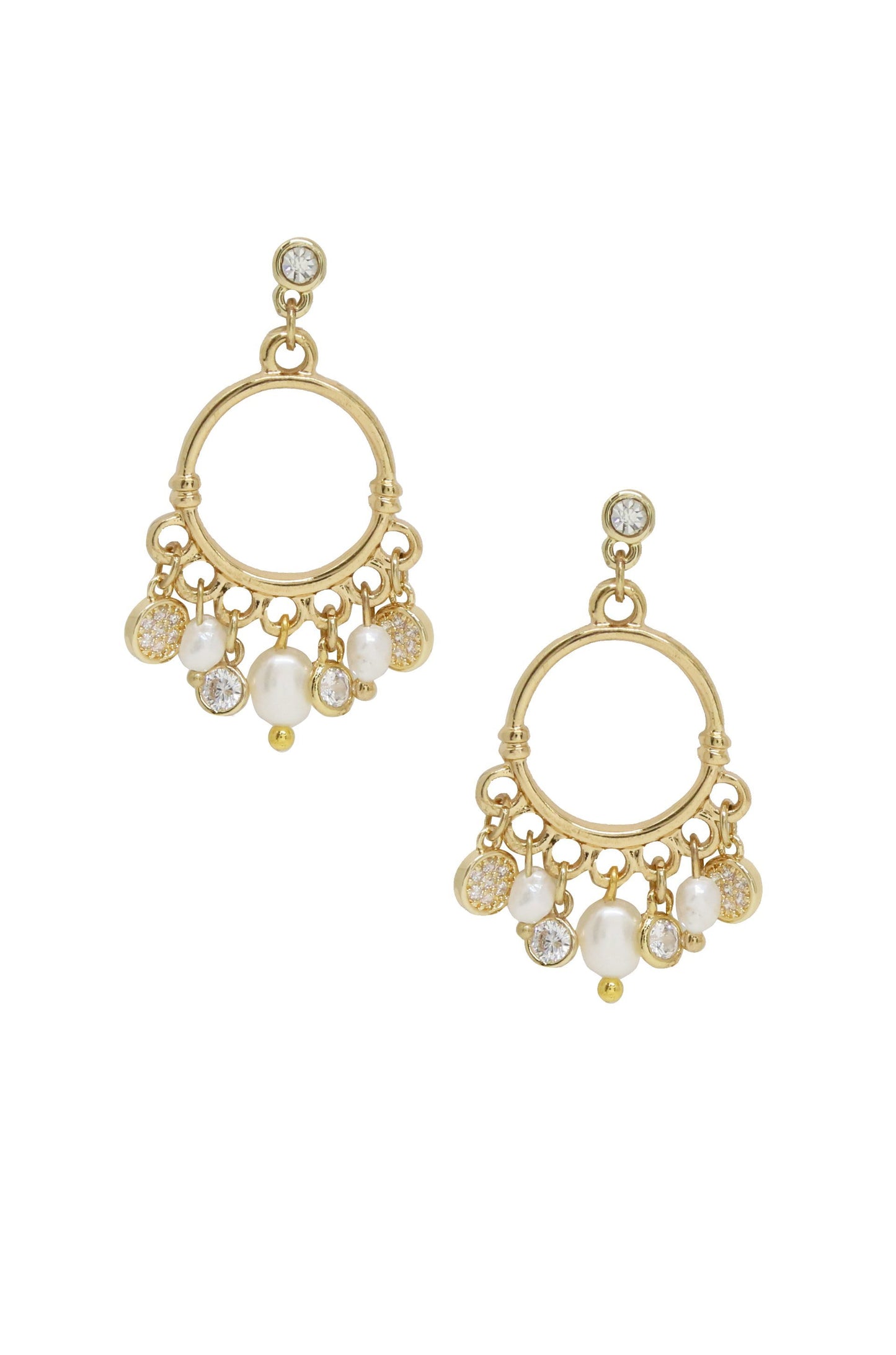 These Moments Pearl 18k Gold Plated Dangle Earring on white background