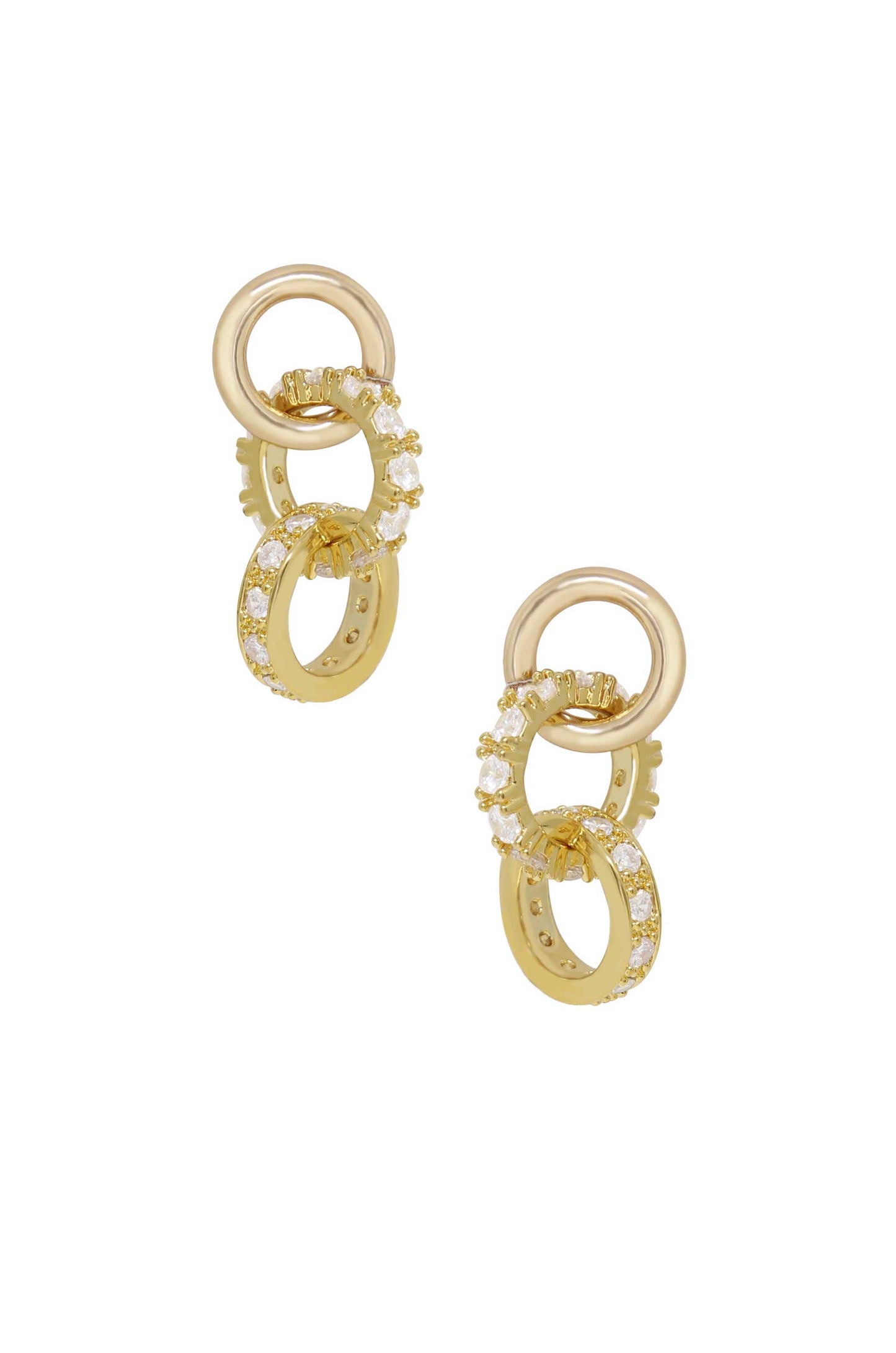 Elegant Baby 18k Gold Plated Crystal Dangle Earrings on white background