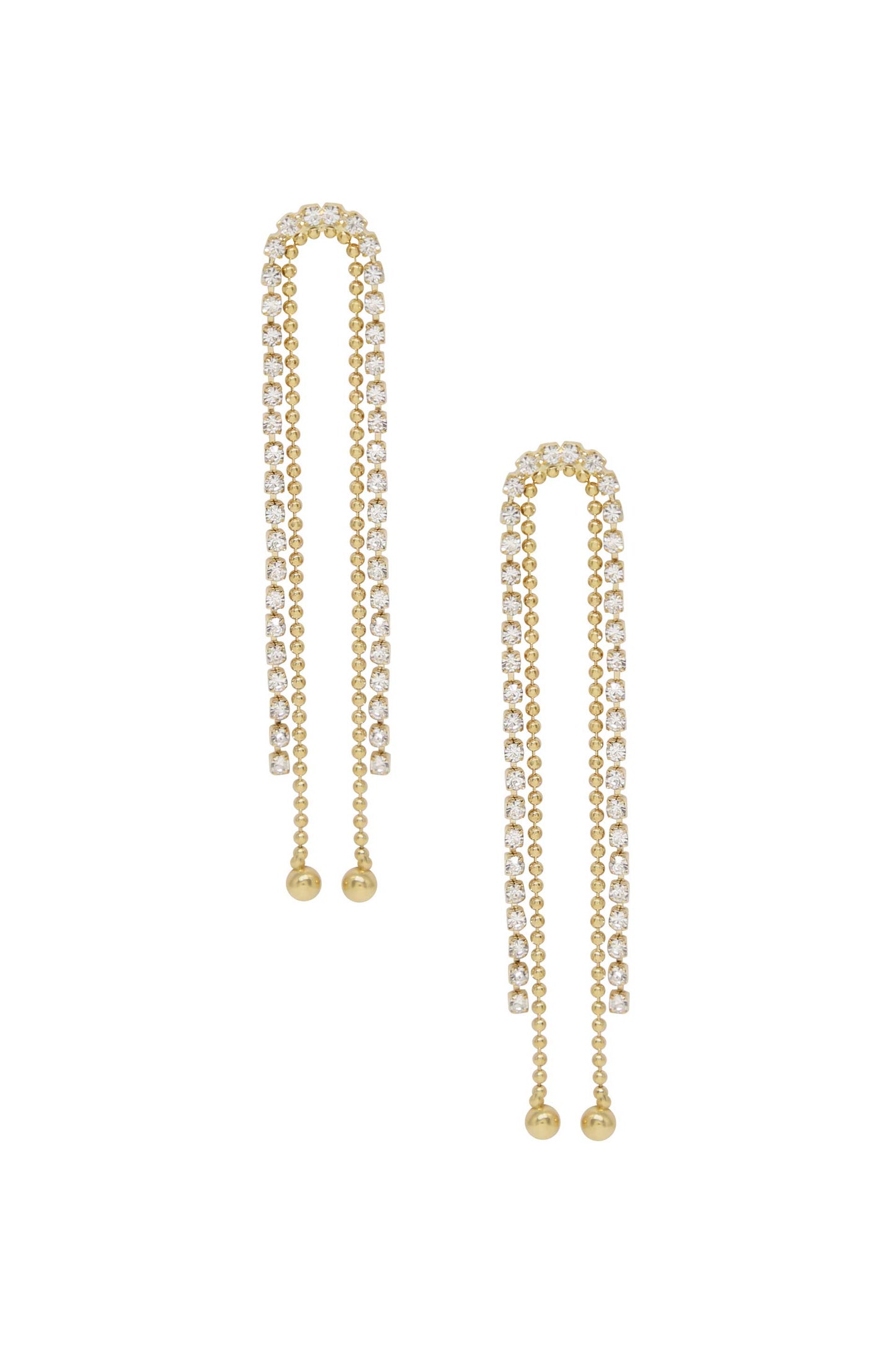 Crystal Rope Epic Dangle 18k Gold Plated Earrings on white background