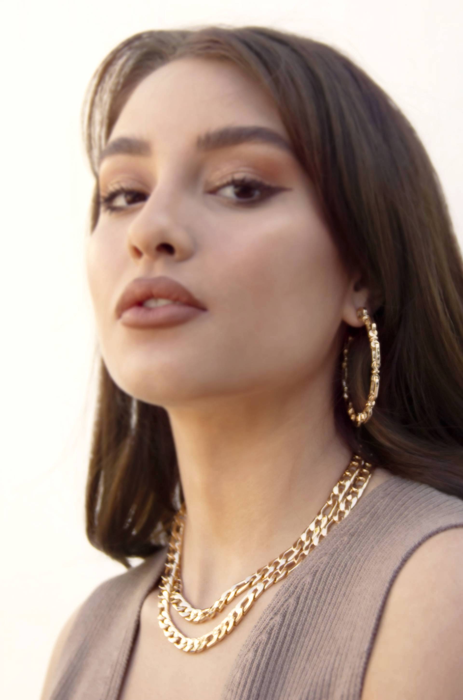 Geometry Hoop Earrings on model