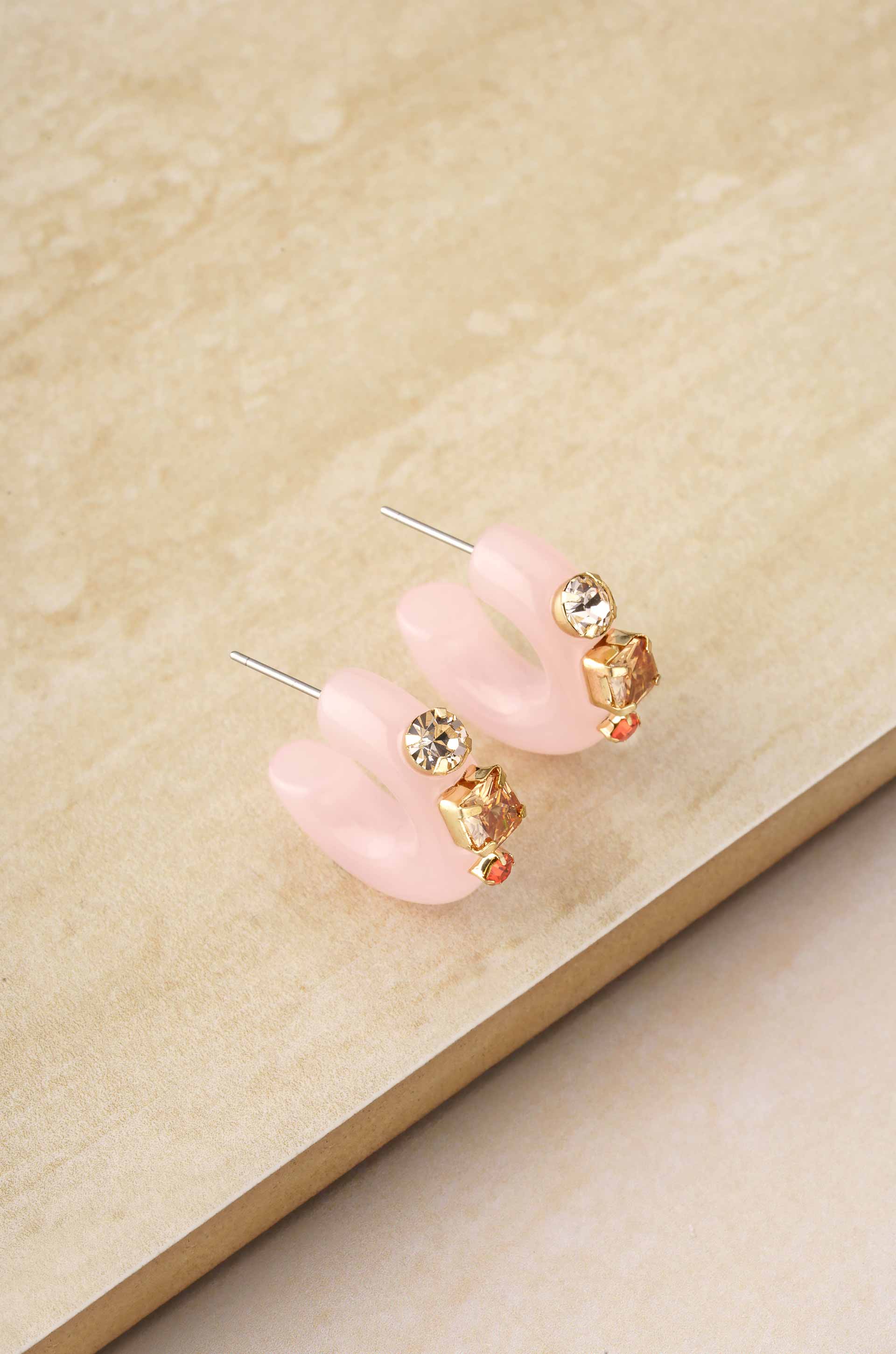 Pink resin hoop on sale earrings