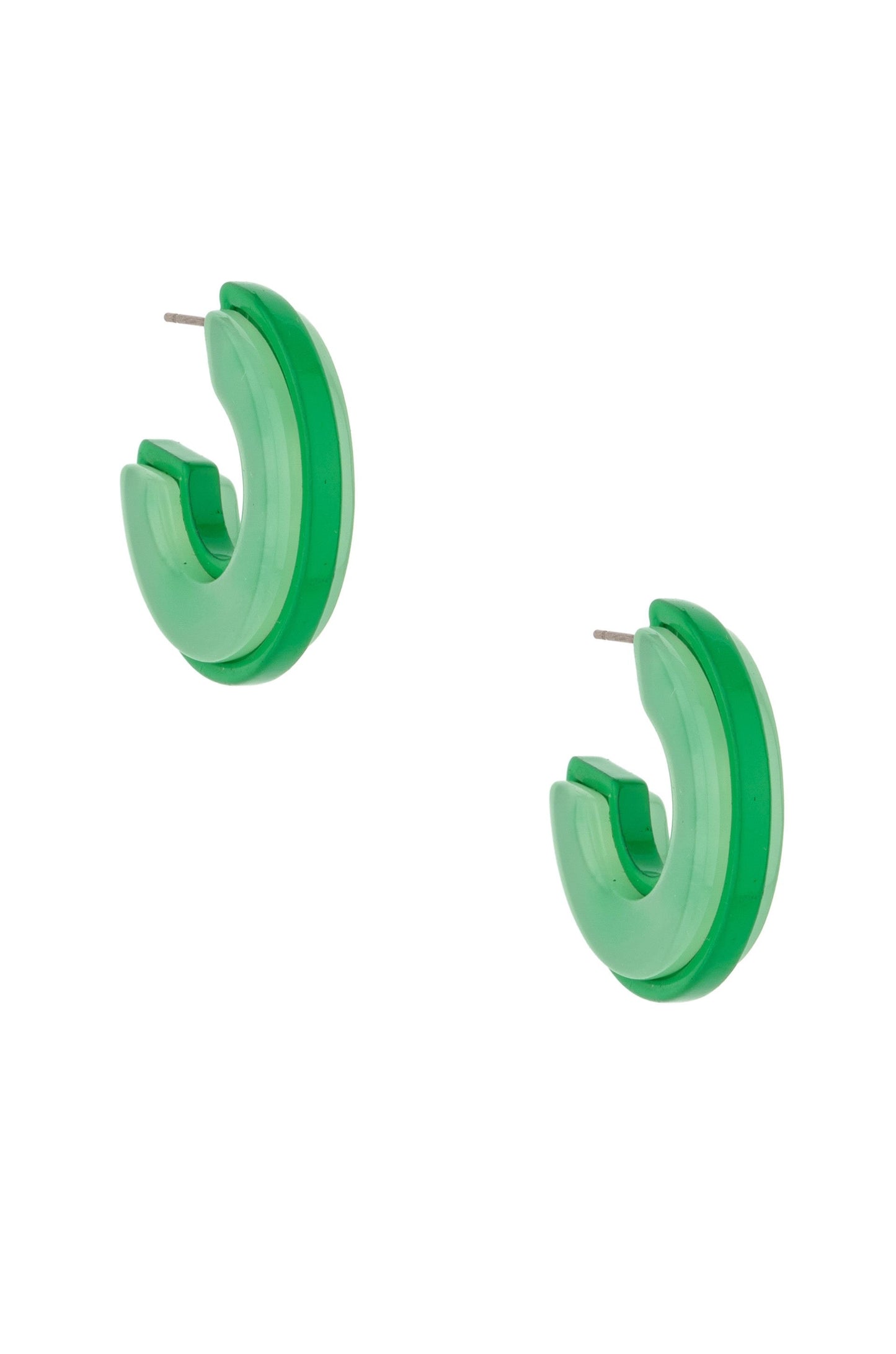 Green Daydreamin' 18k Gold Plated Hoop Earrings on white front