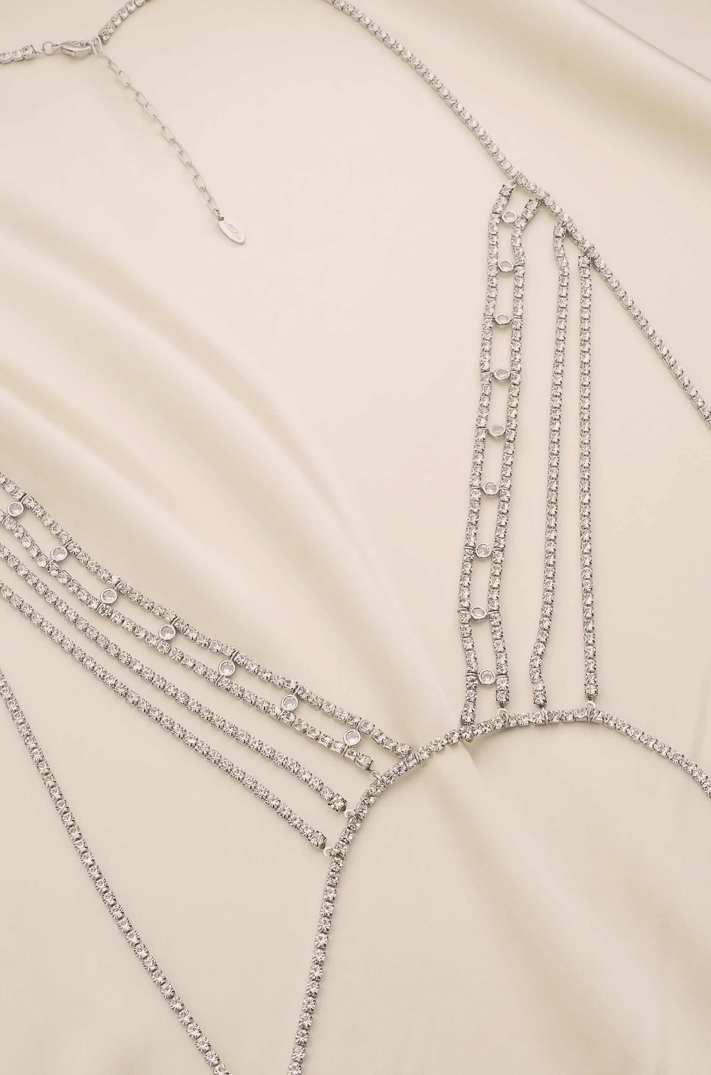 Cancun Calling Rhodium and Crystal Body Chain