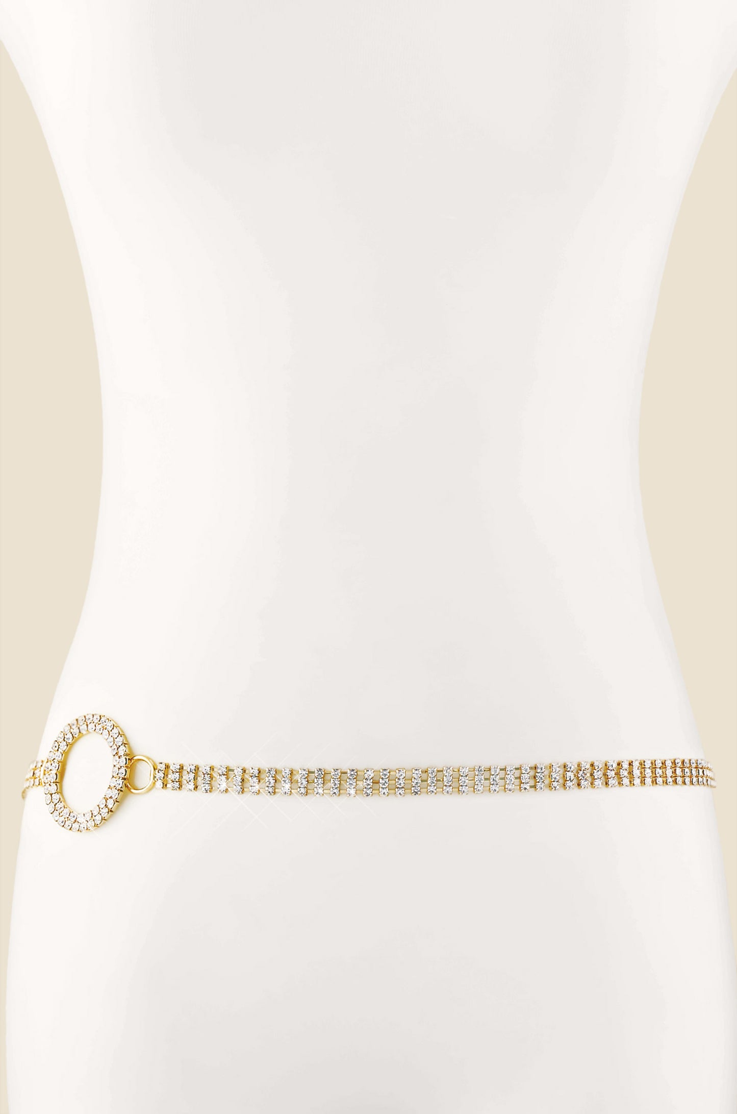 Shining Bright Crystal & Gold Circle Belt front