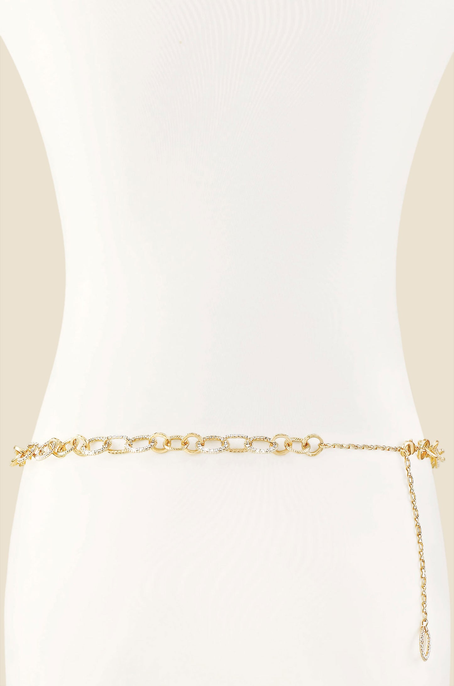 Crystal Link Belt in Clear & Gold back