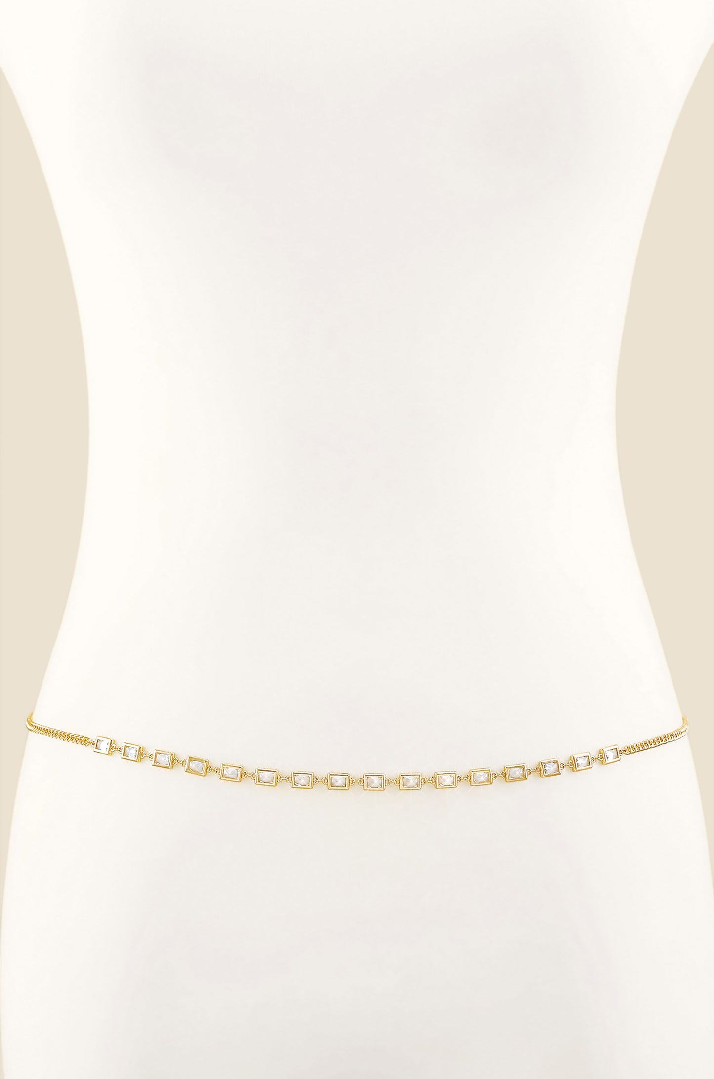 Iris Crystal and Gold Body Chain FRONT