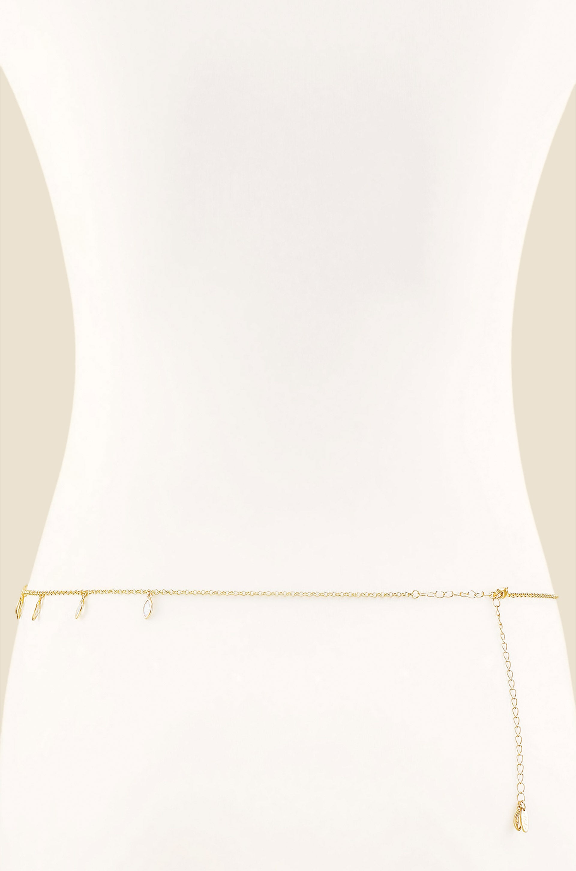 Crystal Droplet Thin Chain Gold Body Chain back