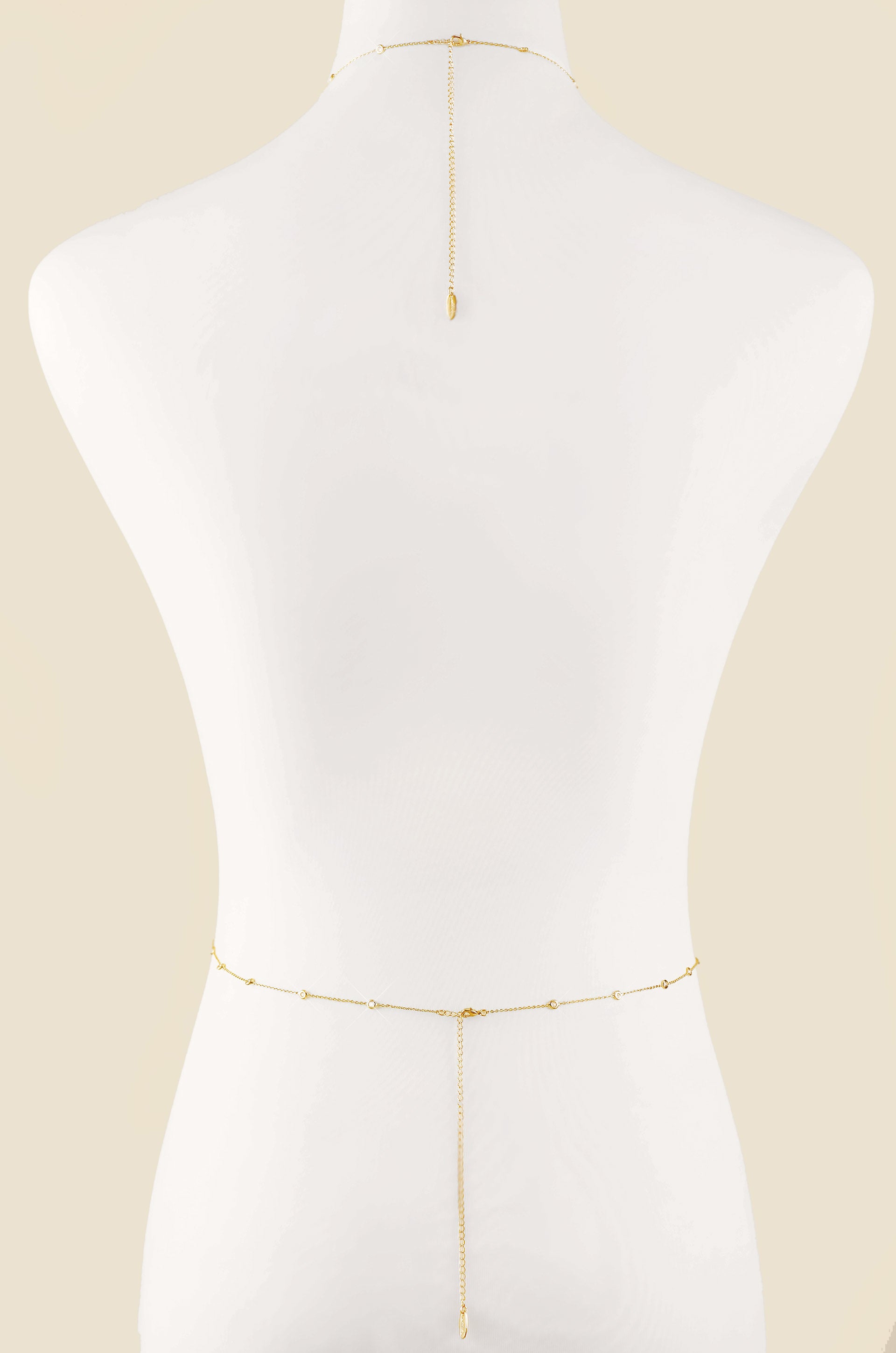 Simple Crystal X Body Chain Gold Tone back