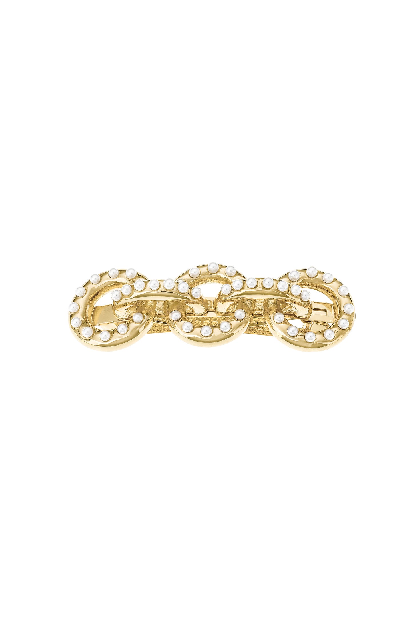 Triple Disc Pearl Barrette on white