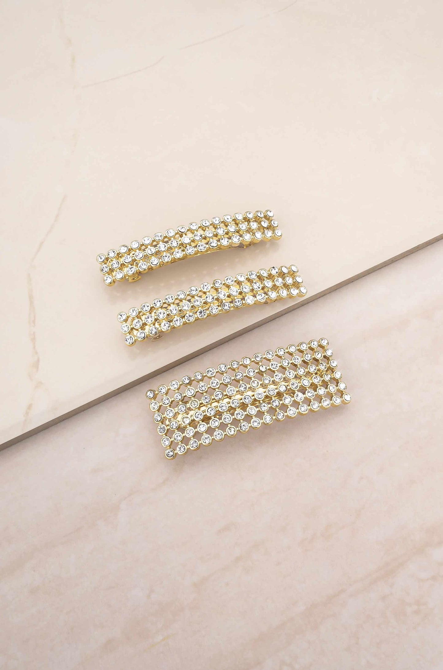 Disco Doll Crystal Barrette Set on slate