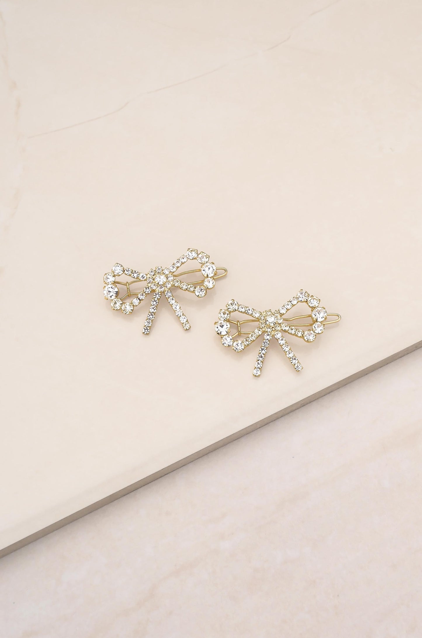 All Wrapped Up Crystal Bow Clip Set on slate