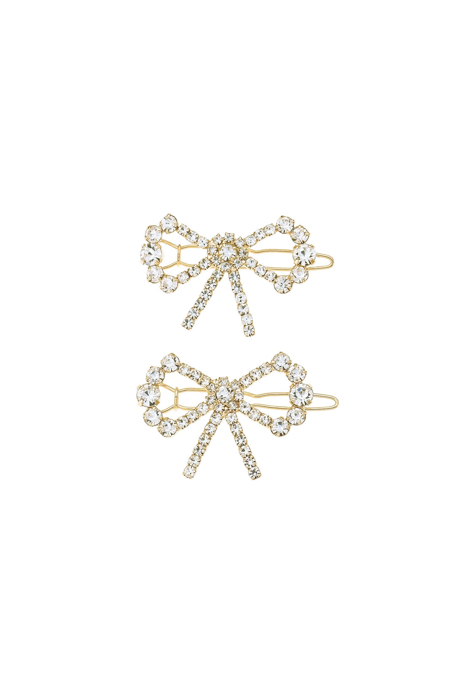 All Wrapped Up Crystal Bow Clip Set on white