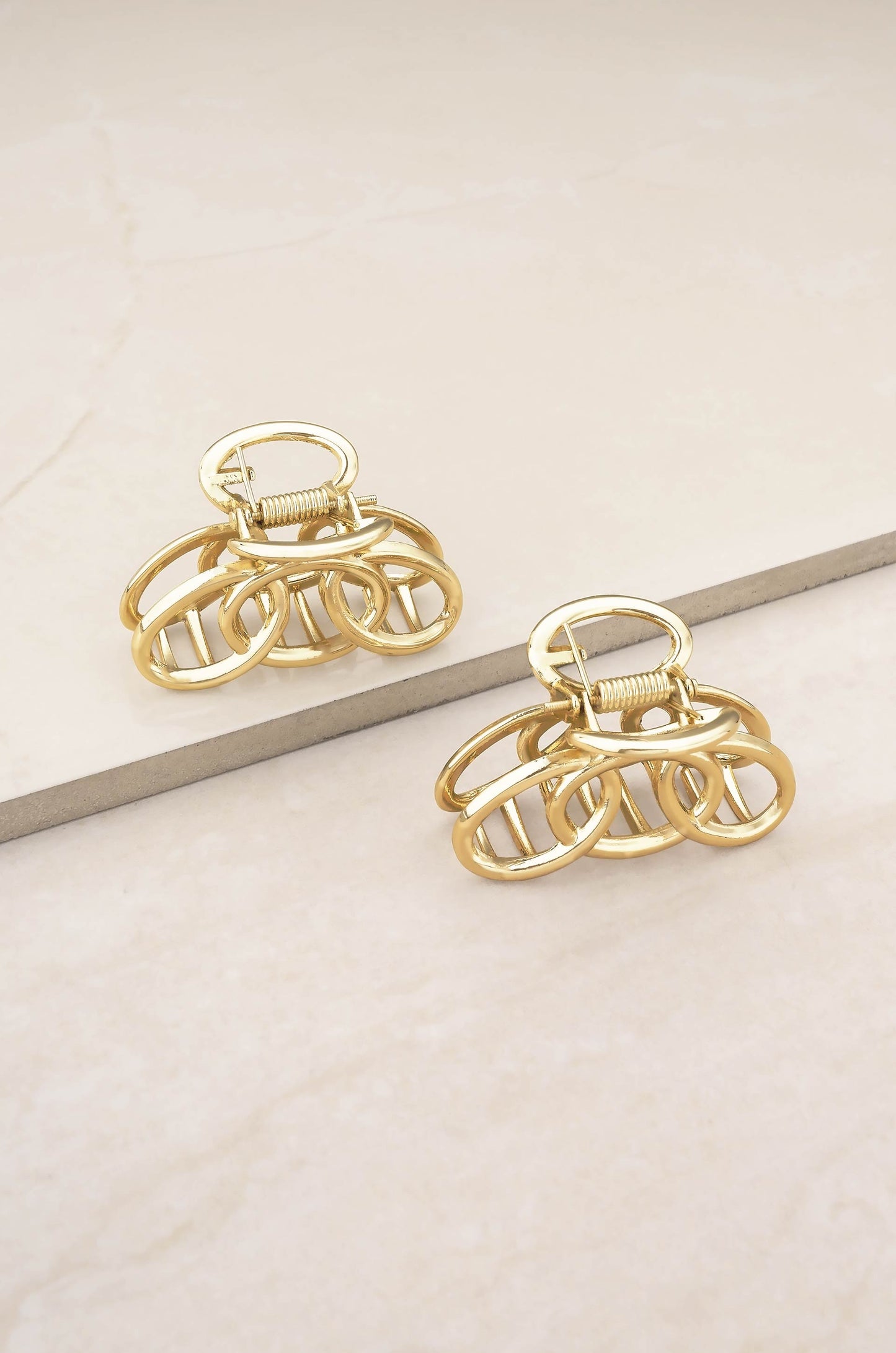 Keep It Simple Gold Hair Clip Set on slate