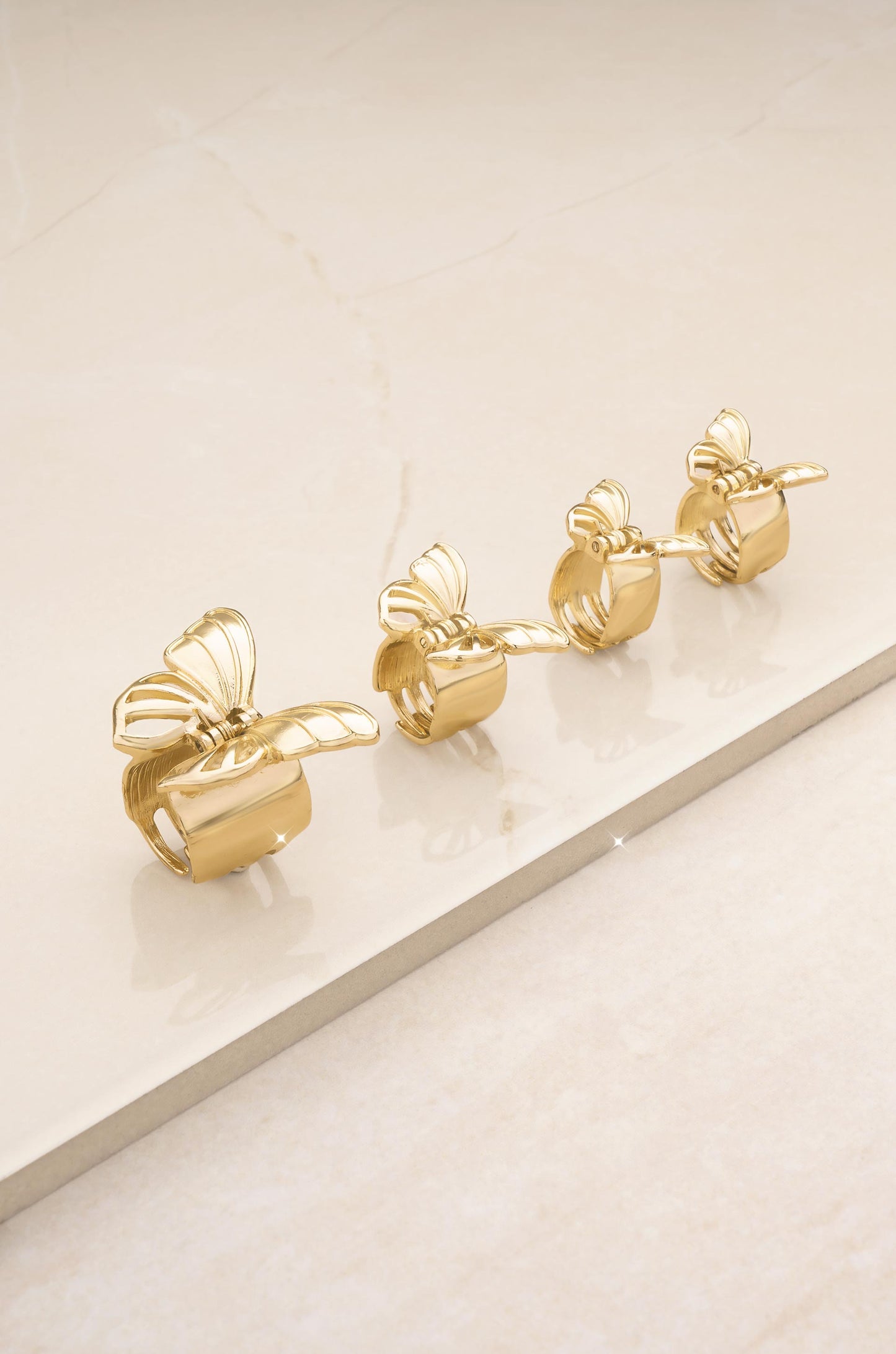 Flight of the Butterfly Golden Clip Set on slate