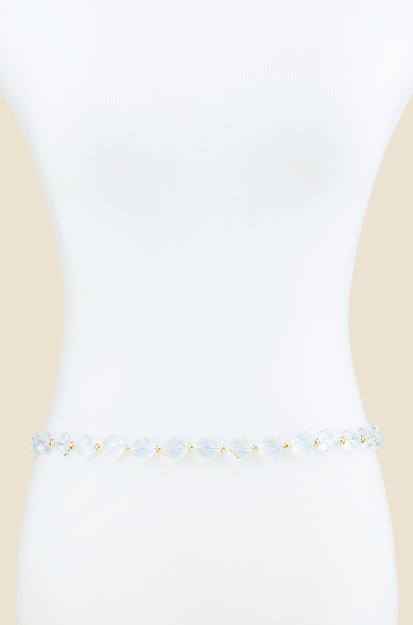 Clear Acrylic Diamond Shape Beaded Belt front